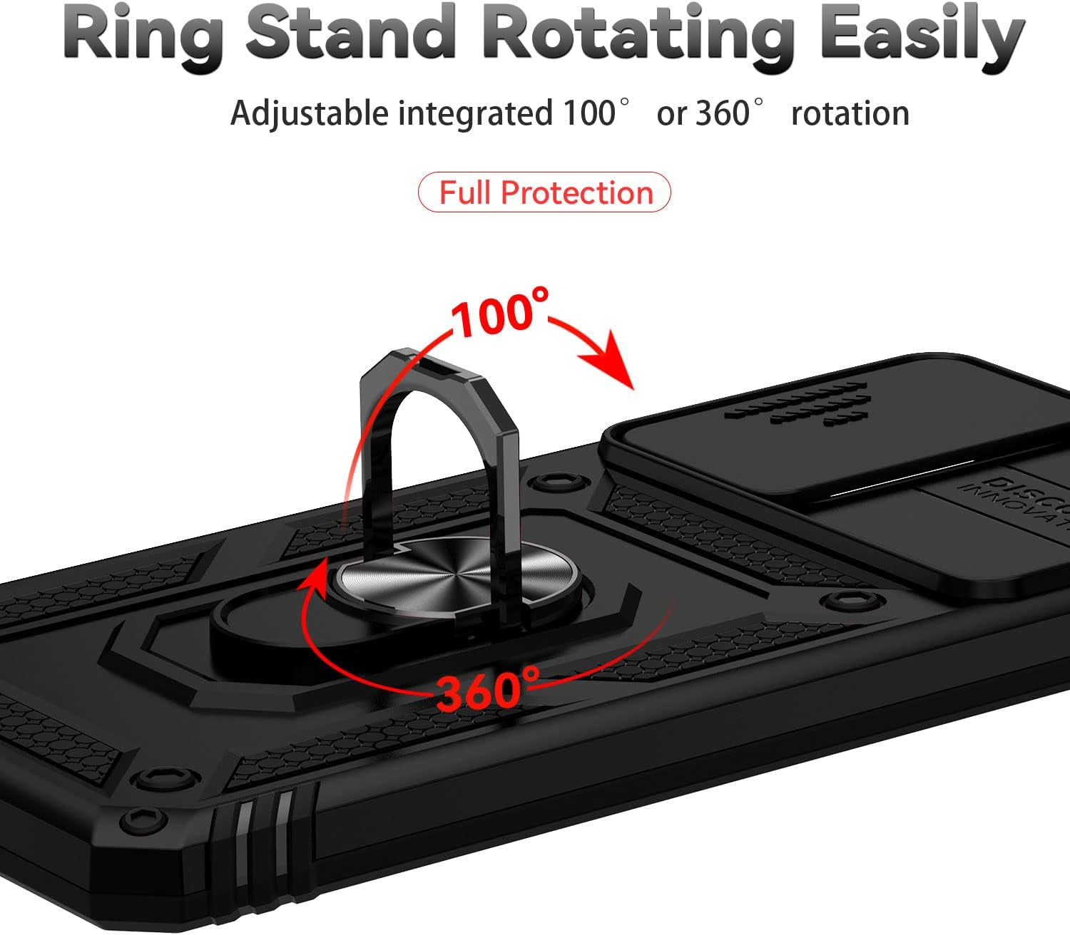 For Samsung Galaxy A53 5G Case with HD Screen Protector, Heavy Duty Shockproof Case with 360 ° Rotation Metal Kickstand [Military Grade] Protective Case for Samsung Galaxy A53 (Black)