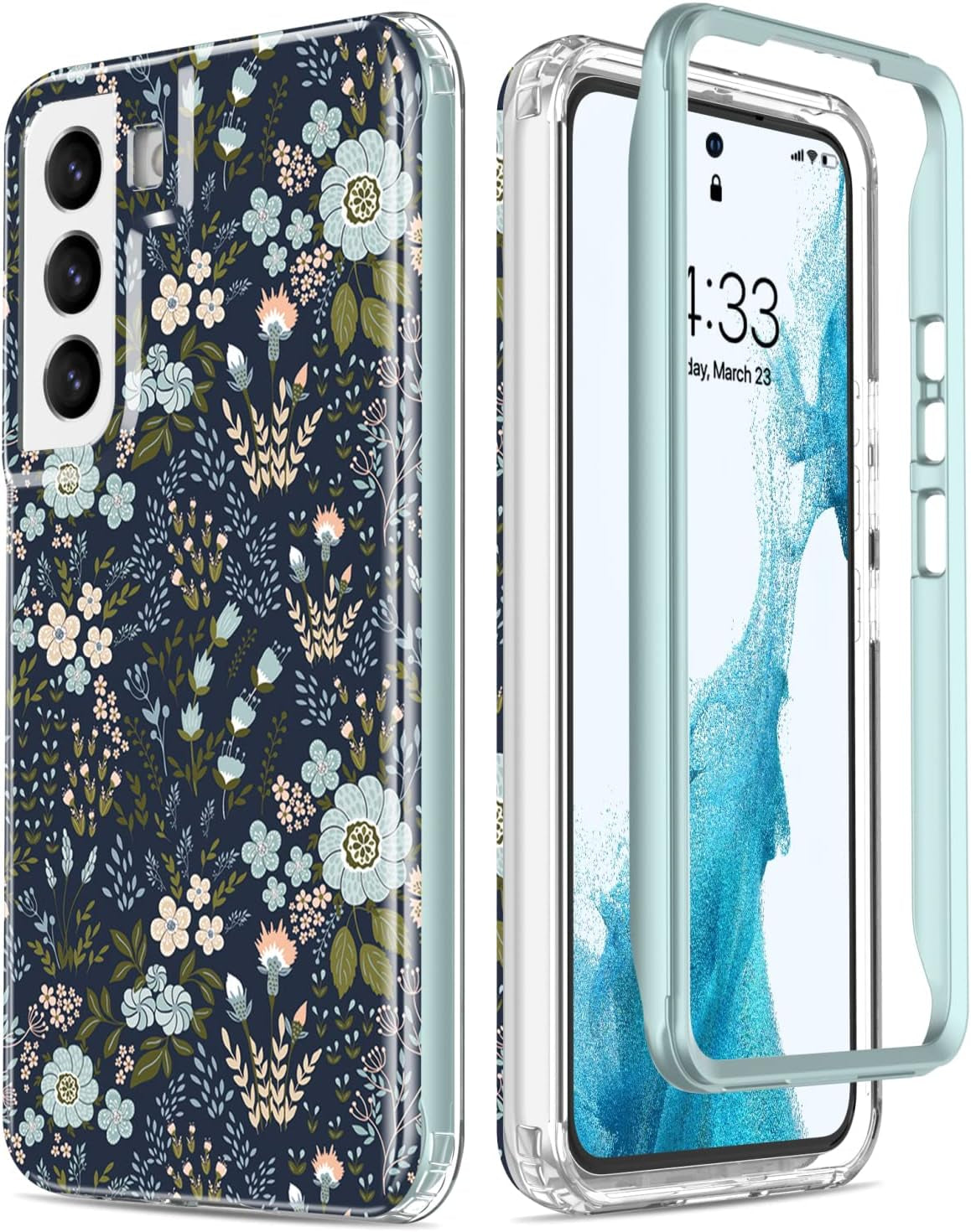 Esdot Compatible with Samsung Galaxy S22 plus Case,Passing 21Ft Drop Test,With Fashionable Designs for Women Girls,Protective Phone Case for Galaxy S22+ plus 6.6" Flower Garden