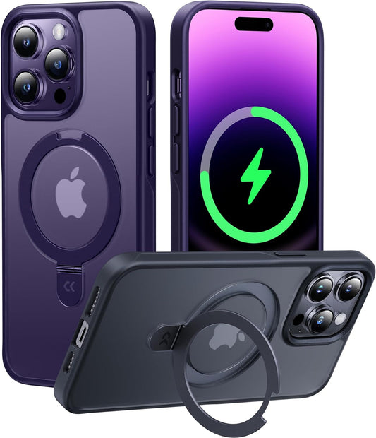 CASEKOO for Iphone 14 Pro Case with Magnetic Ring Stand [Military Drop Protection] [Compatible with Magsafe] Shockproof Slim Translucent Matte Phone Cases 6.1 Inch 2022, Purple  CASEKOO   