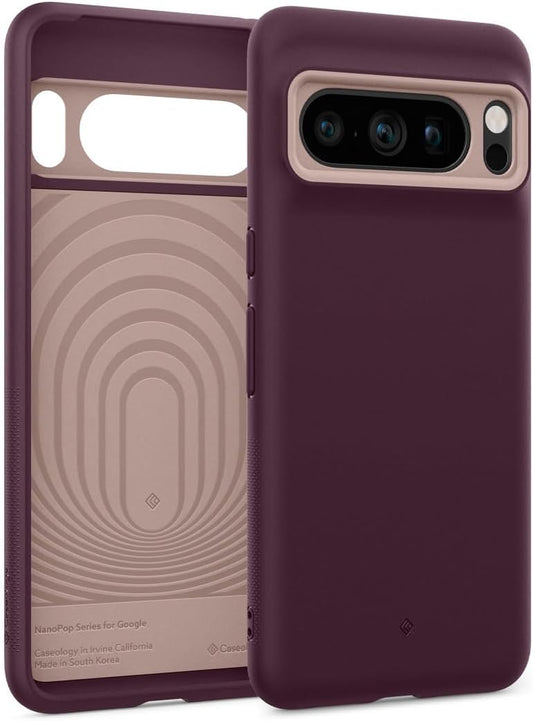 Caseology Nano Pop Silicone Case Compatible with Google Pixel 8 Pro Case 5G [Military Grade Drop Tested](2023) - Burgundy Bean  Spigen Burgundy Bean  