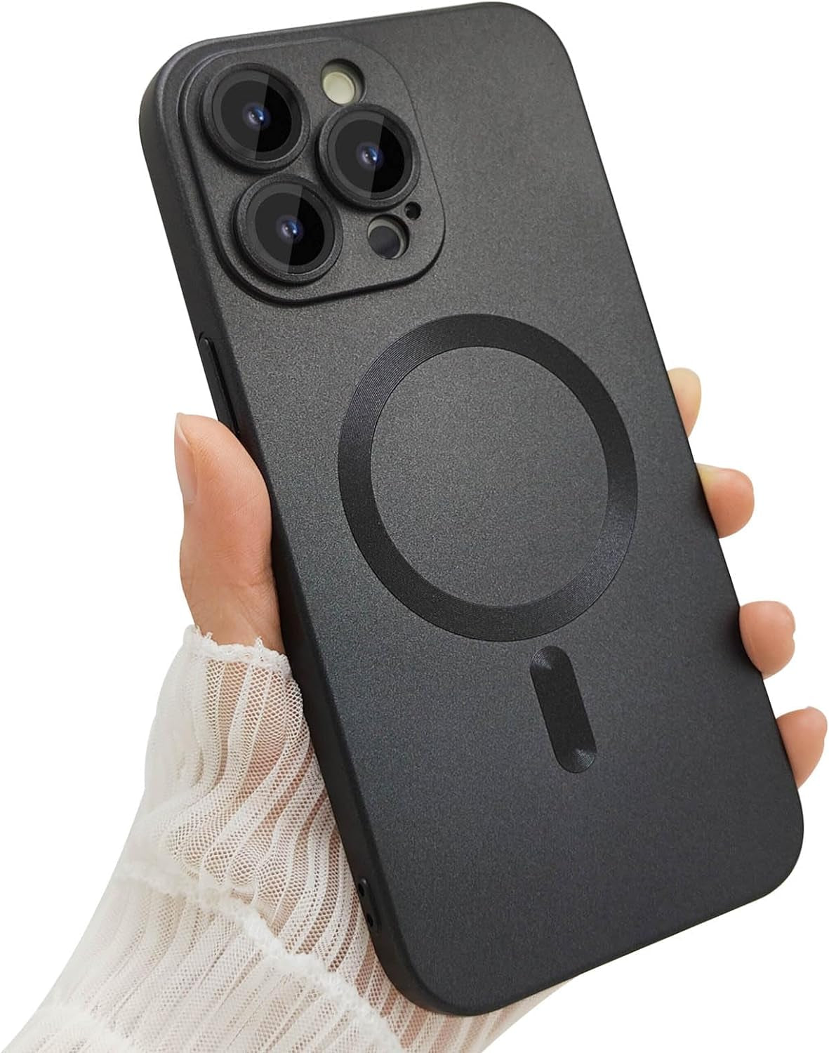 Ankofave Magnetic Case for Iphone 14 Pro Phone Case for Women, Matte Luxury Soft Metallic Luster Design with Camera Lens Protector, Compatible with Magsafe Case for Iphone 14 Pro 6.1"-Black  ankofave Black  