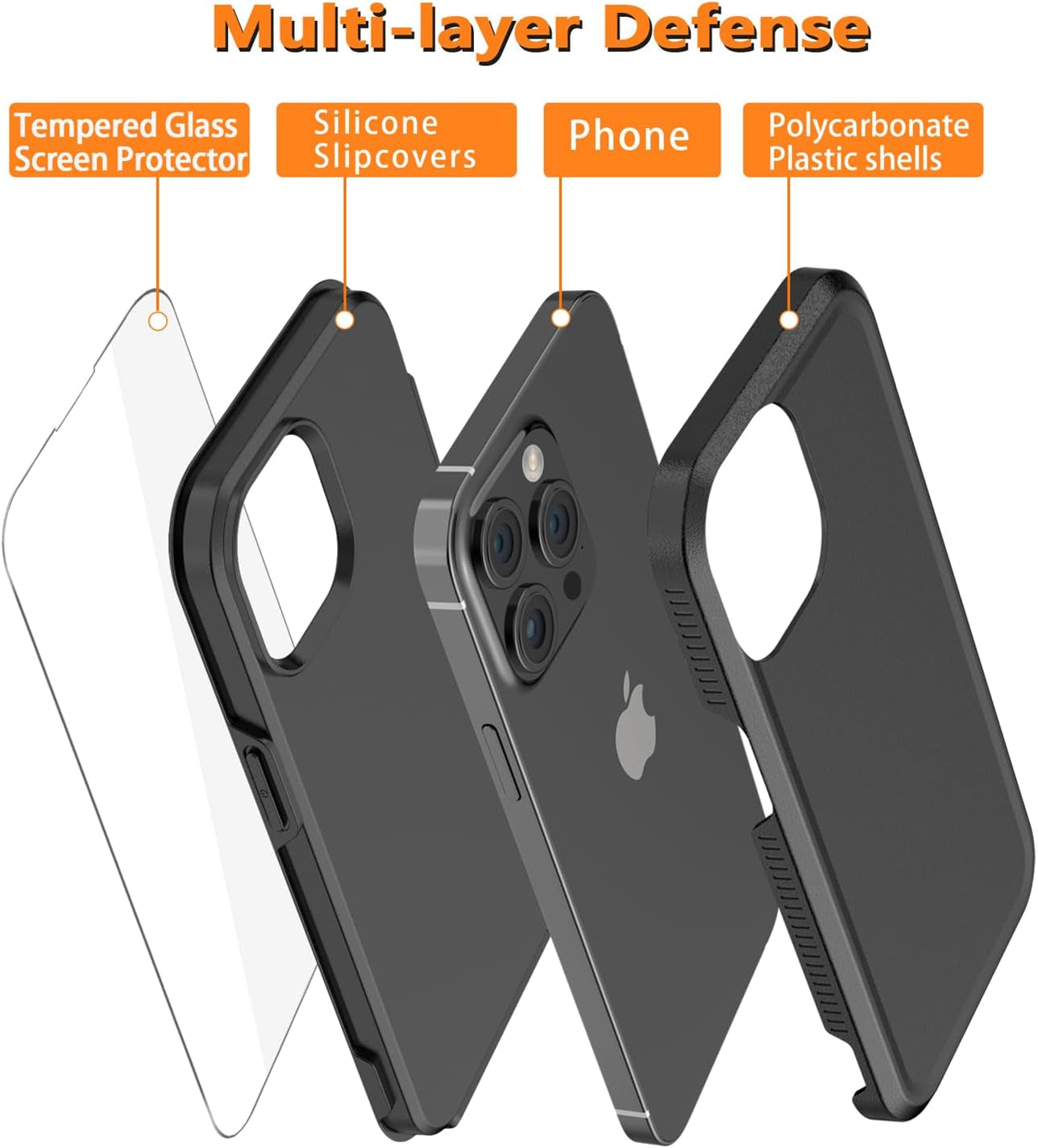Diverbox for Iphone 15 Pro Case [Tempered Glass Screen Protector] [Shockproof] [Dropproof] Heavy Duty Protection Phone Case Cover for Apple Iphone 15 Pro 6.1 Inch (Black-2In1)  Diverbox   