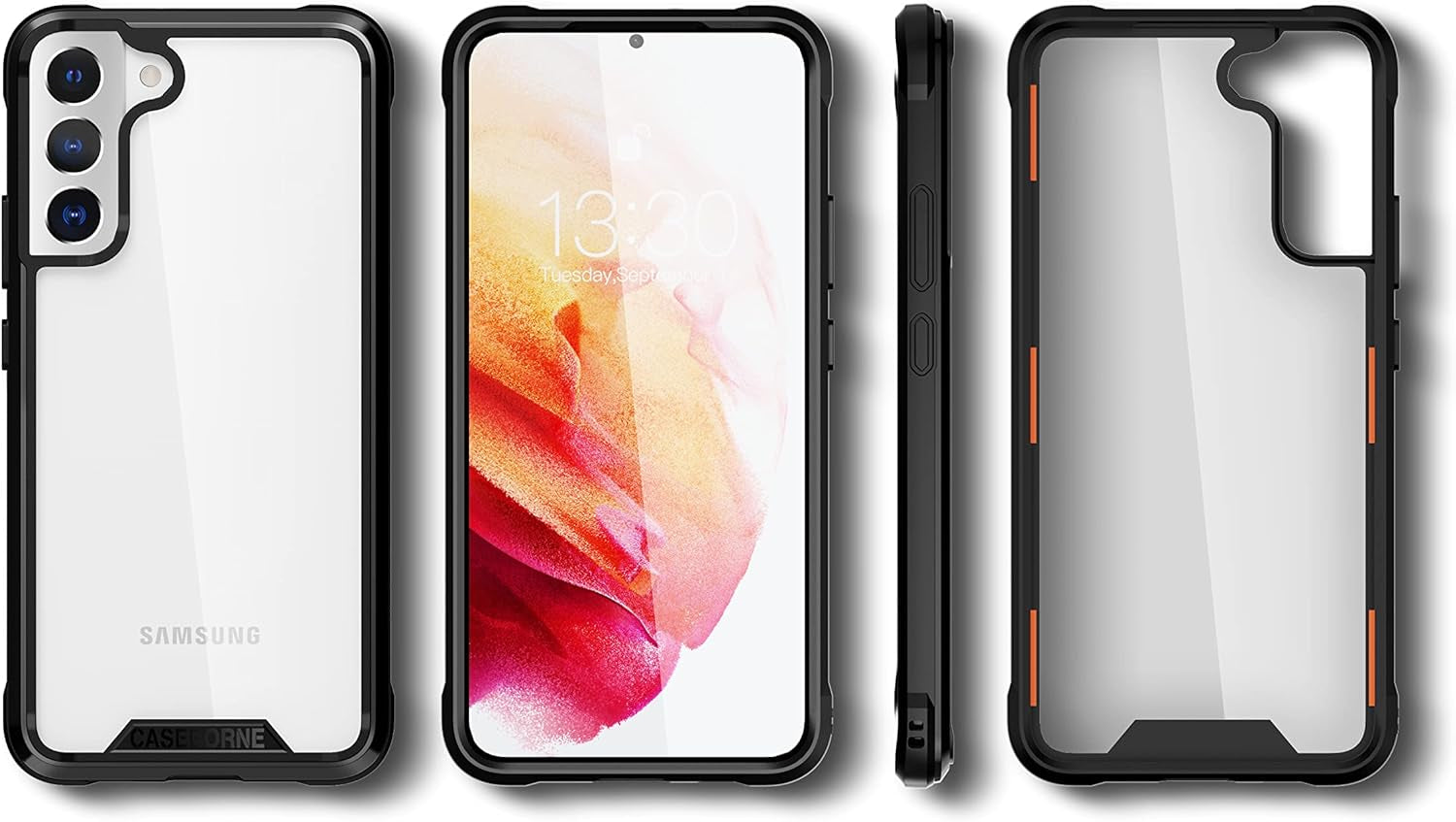 Caseborne R Compatible with Samsung Galaxy S22+Plus 5G Case - Shockproof Protective Clear, Military Grade 12Ft Drop Tested, Durable Aluminum Frame, Anti-Yellowing Technology - Black