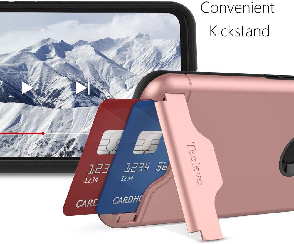 Teelevo Wallet Case for Google Pixel 4A [NOT Compatible with Pixel 4A 5G], Dual Layer Case with Card Slot Holder for Google Pixel 4A - Rose Gold  Teelevo   