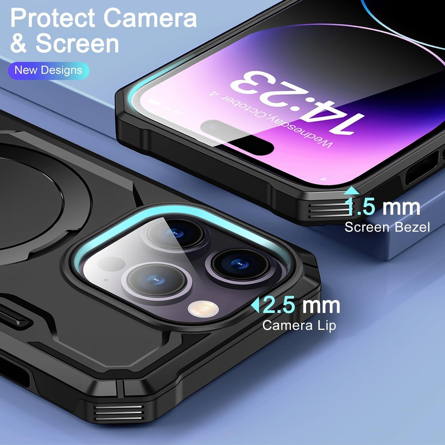 Lokyoo for Iphone 14 Pro Max Case, [Compatible with Magsafe] [Invisible Built in Stand & Ring Holder] Mil-Grade, Dual Layer Shockproof Full Protective Case for 14 Pro Max-Black  Lokyoo   