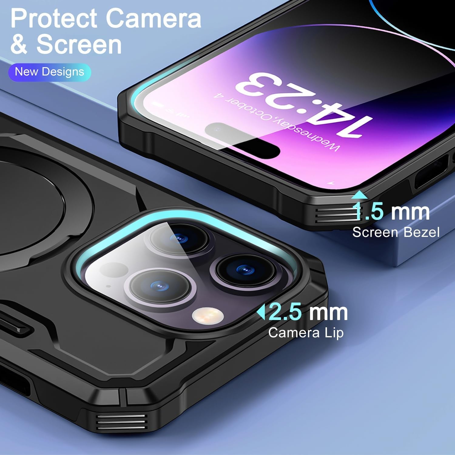 Lokyoo for Iphone 14 Pro Max Case, [Compatible with Magsafe] [Invisible Built in Stand & Ring Holder] Mil-Grade, Dual Layer Shockproof Full Protective Case for 14 Pro Max-Black  Lokyoo   