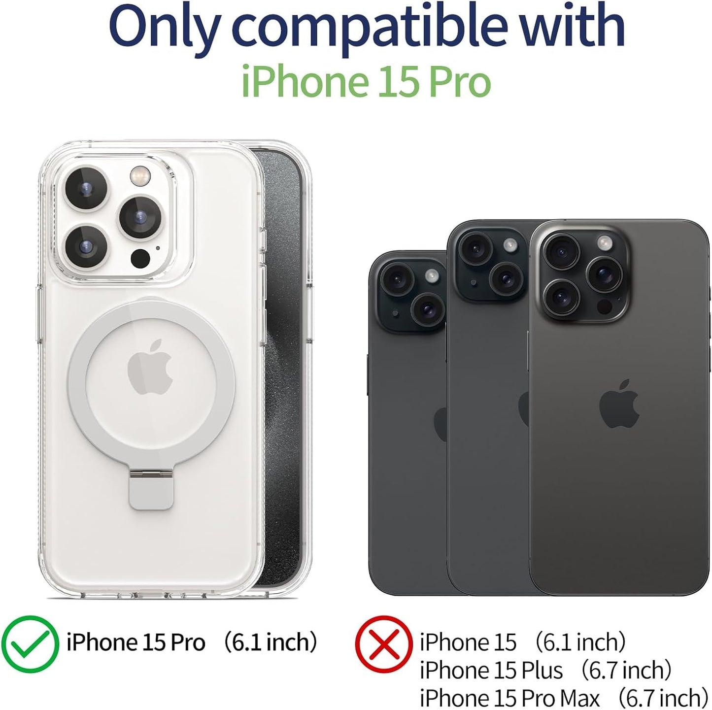 Nebulium for Iphone 15 Pro Case with Stand Magnetic, Invisible Stand Clear Slim Shockproof Drop Protective Phone Case 6.1 Inch, [Anti-Yellowing] [Military Drop Protection] [Compatible with Magsafe]  nebulium   