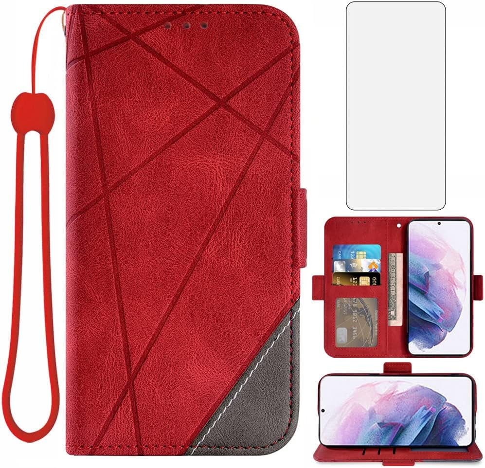 Asuwish Compatible with Samsung Galaxy S22 plus S22+ 5G Wallet Case Tempered Glass Screen Protector Leather Flip Card Holder Stand Cell Accessories Phone Cover for S22+5G S22Plus 22S + S 22 22+ Brown