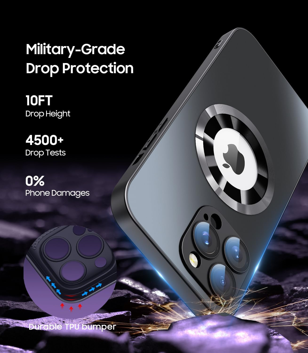 LEKEVO for Iphone 14 Pro Max Case, Compatible with Magsafe, Built-In Camera Lens Protector, Logo View, Magnetic Shockproof Slim Thin Phone Cover, Black  LEKEVO   