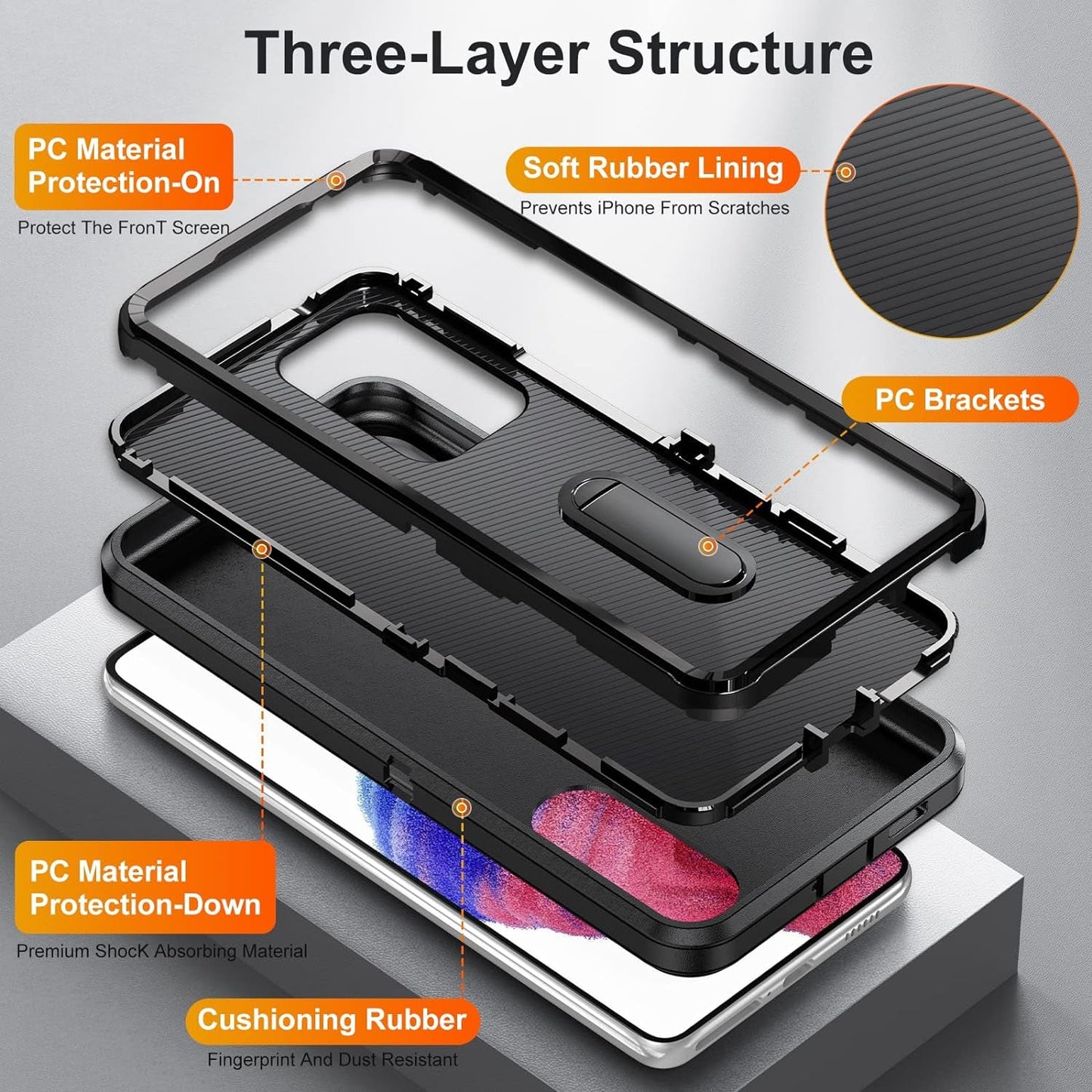 For Samsung Galaxy A53 5G Case, Samsung A53 5G Phone Case with Built in Kickstand, Shockproof/Dustproof/Drop Proof Military Grade Protective Cover for Galaxy A53 5G,Black