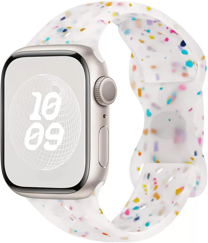 Breathable Sport Silicone Band Compatible with Apple Watch Bands 40Mm 38Mm 44Mm 41Mm 45Mm 42Mm 49Mm Women Men, Soft Wristband Recycled Plastic Strap for Iwatch Bands Series 9 SE 8 7 6 5 4 3 2 1 Ultra