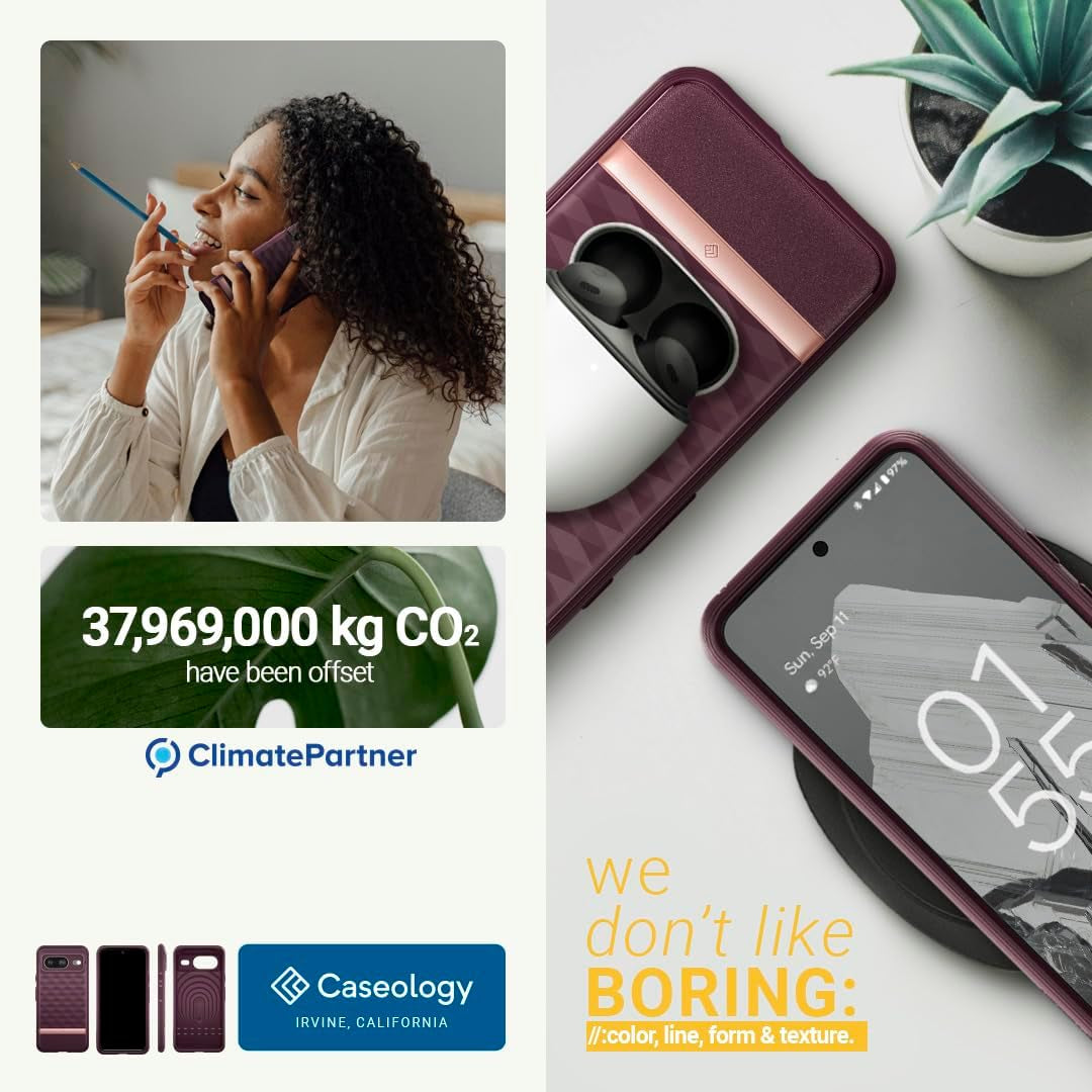 Caseology Parallax 3D Ergonomic Design Case Compatible with Google Pixel 8 Case 5G [Military Grade Drop Tested](2023) - Burgundy  Spigen   