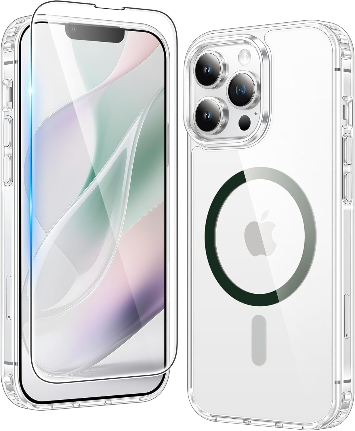 FNTCASE for Iphone 17 Pro-Max Case: Clear Magnetic Phone Cases with Screen Protector Compatible with Magsafe Slim anti Yellowing Rugged Shockproof Protective Transparent Cell Cover (A-Clear)