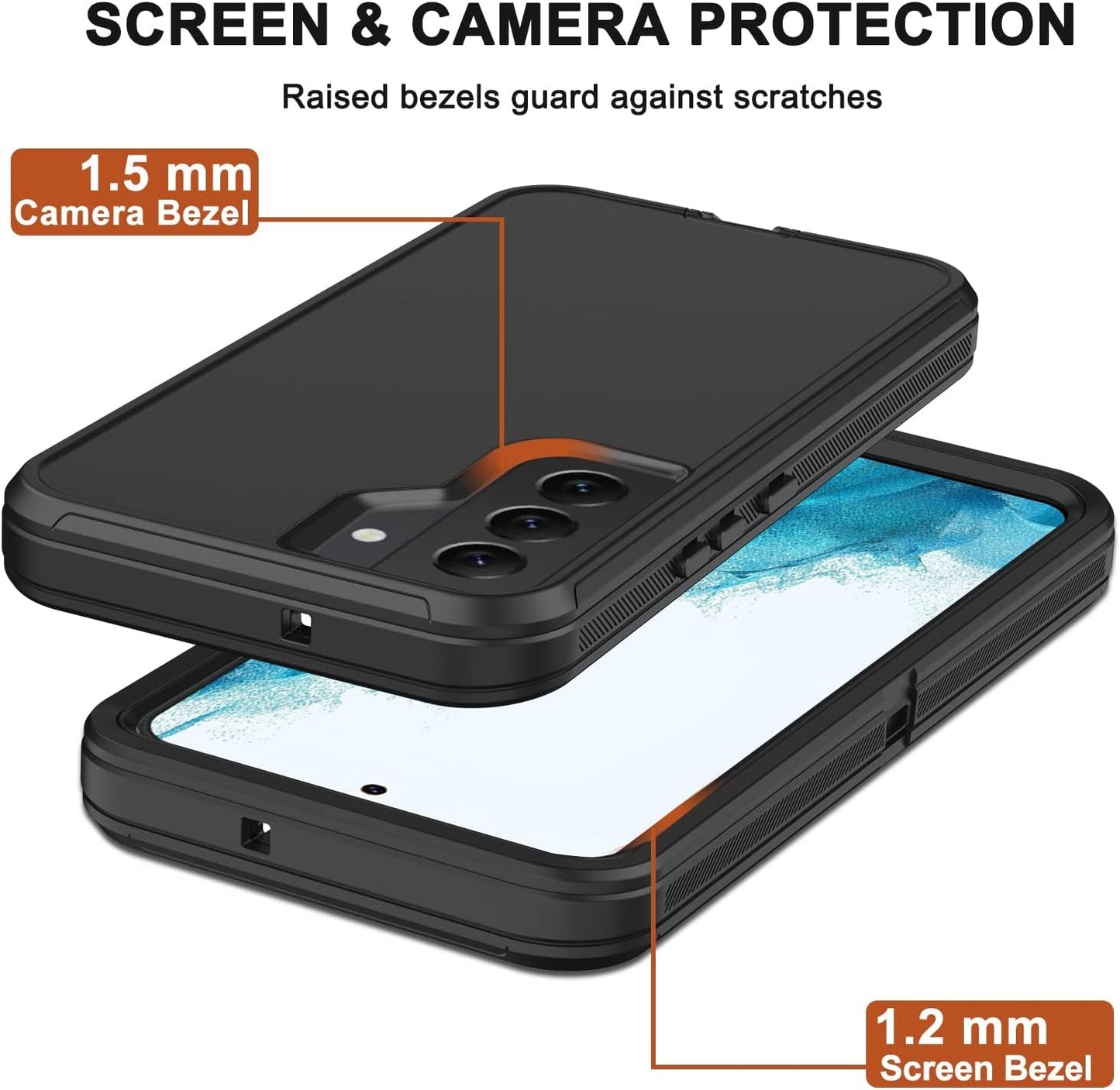 For Samsung Galaxy S22 plus Case with Belt Clip Holster, 2X Screen Protector, [Military Grade Protection] Heavy Duty Full Body Shockproof Rugged Protective Cover for Samsung S22 plus 5G (Black)