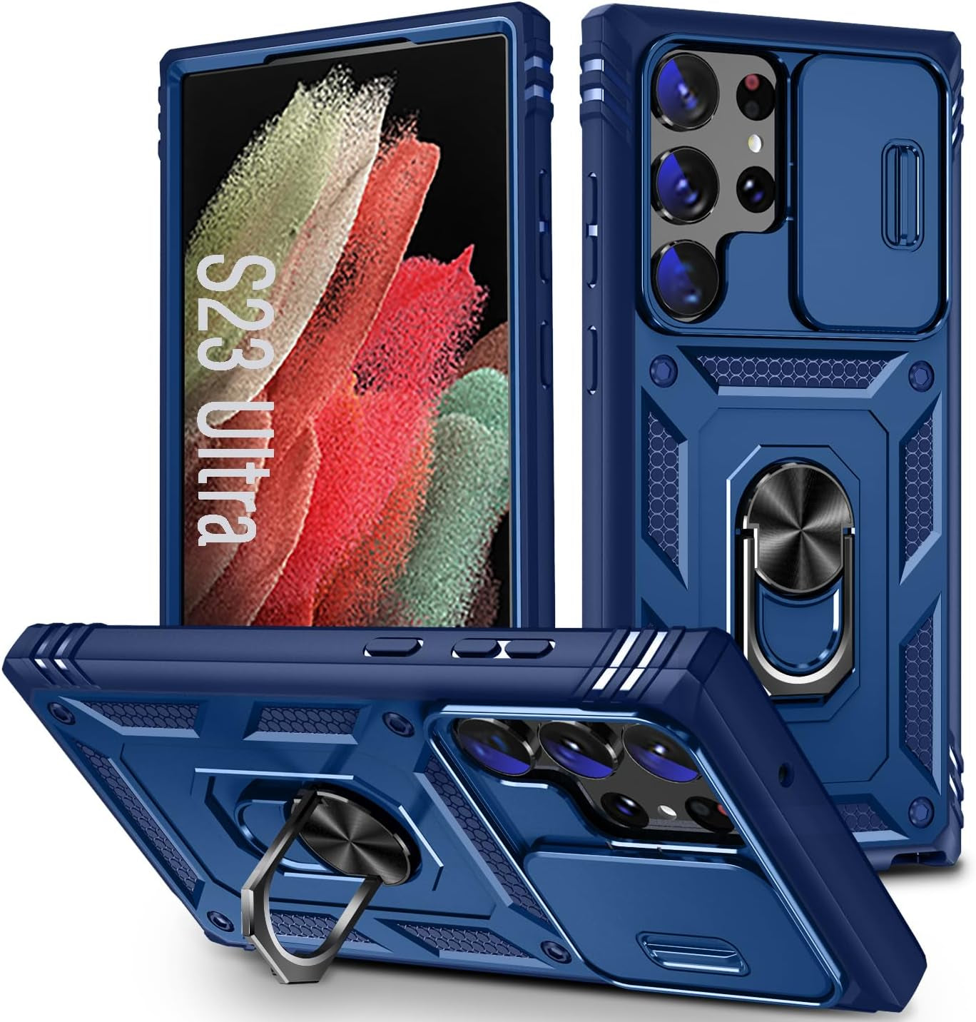 Case for Galaxy S23 FE, Slide Lens Protective Case Shockproof Impact Resistant with Kickstand Cover Case for Samsung Galaxy S23 FE 5G 6.4" (Green)