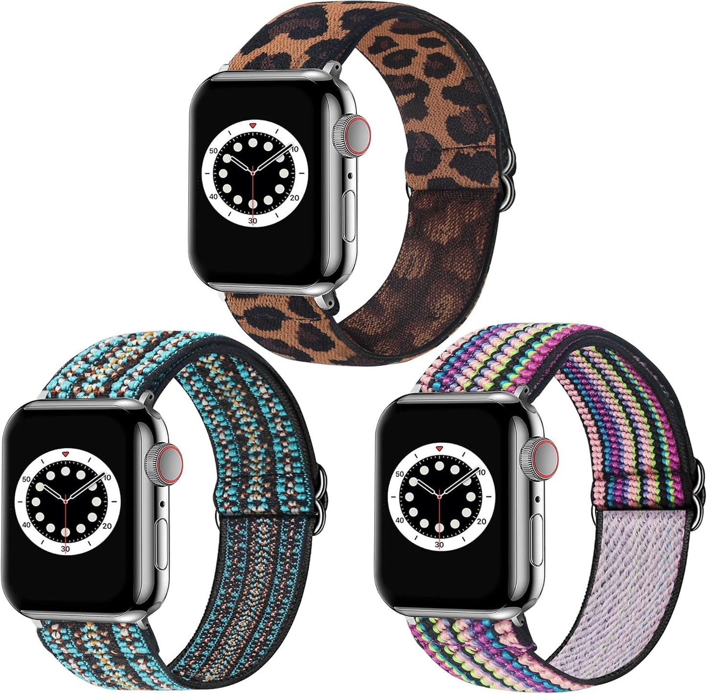 Dsytom 3 Pack Elastic Band Compatible with Apple Watch Bands 38Mm 41Mm 40Mm 42Mm 44Mm 45Mm 49Mm, Adjustable Stretchy Nylon Bands for Iwatch Series 9 Ultra 2 8/7/6/5/4/3/2/1 SE Strap for Women