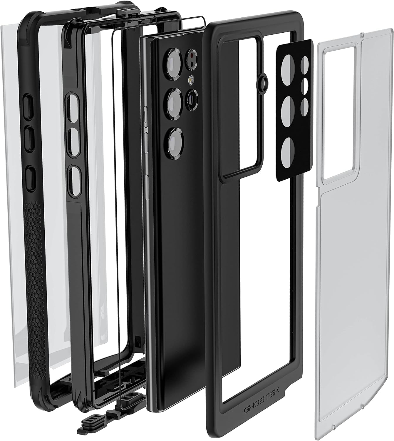 Ghostek NAUTICAL S22 Ultra Waterproof Case with Screen Camera Protector, Belt Clip Holster Heavy Duty Protective Full Body Phone Covers Designed for 2022 Samsung Galaxy S22 Ultra 5G (6.8 Inch) (Clear)