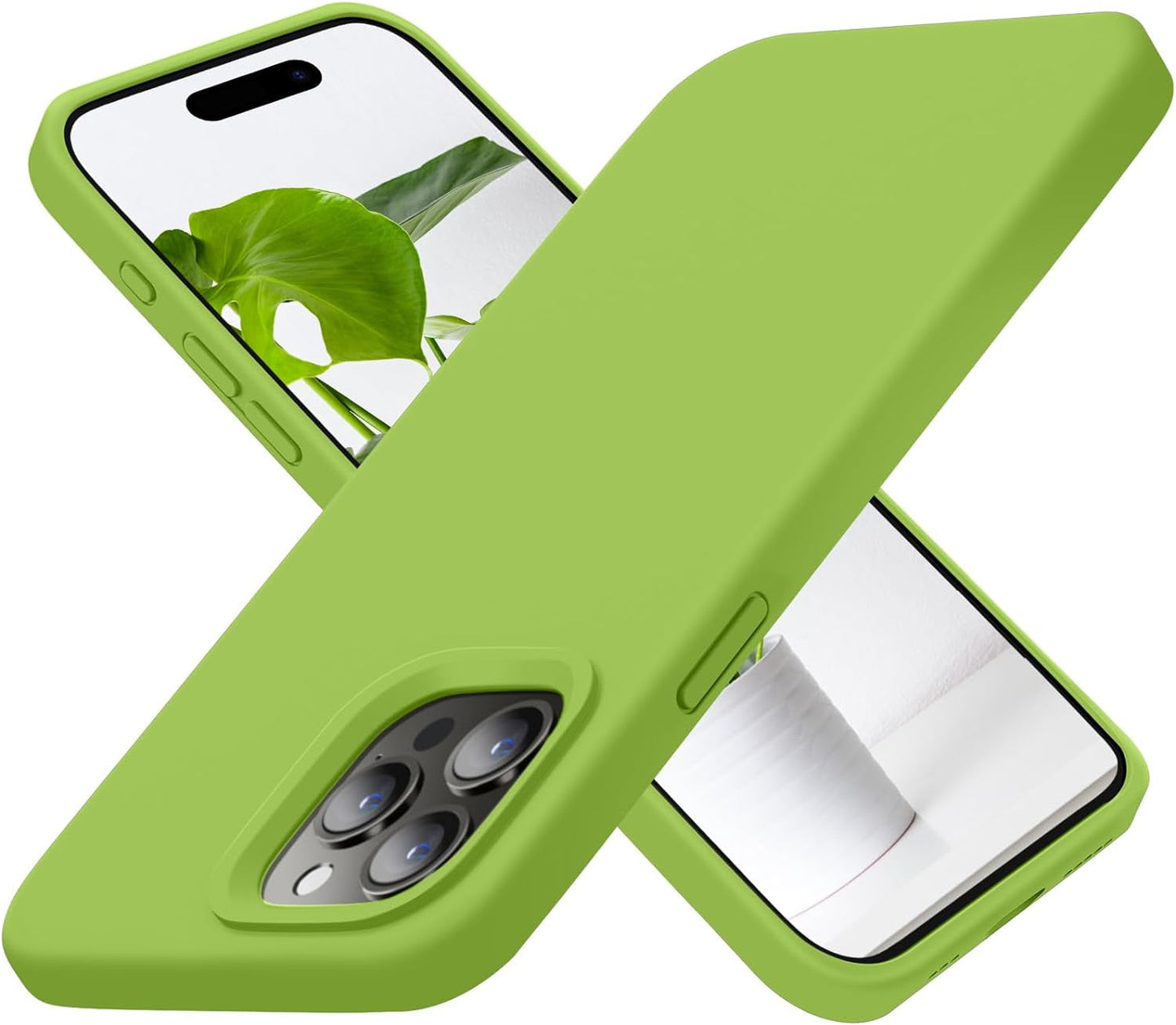 Cordking Designed for Iphone 15 Pro Case, Silicone Ultra Slim Shockproof Protective Phone Case with [Soft Anti-Scratch Microfiber Lining], 6.1 Inch, Alpine Green  Cordking Sprout Green  
