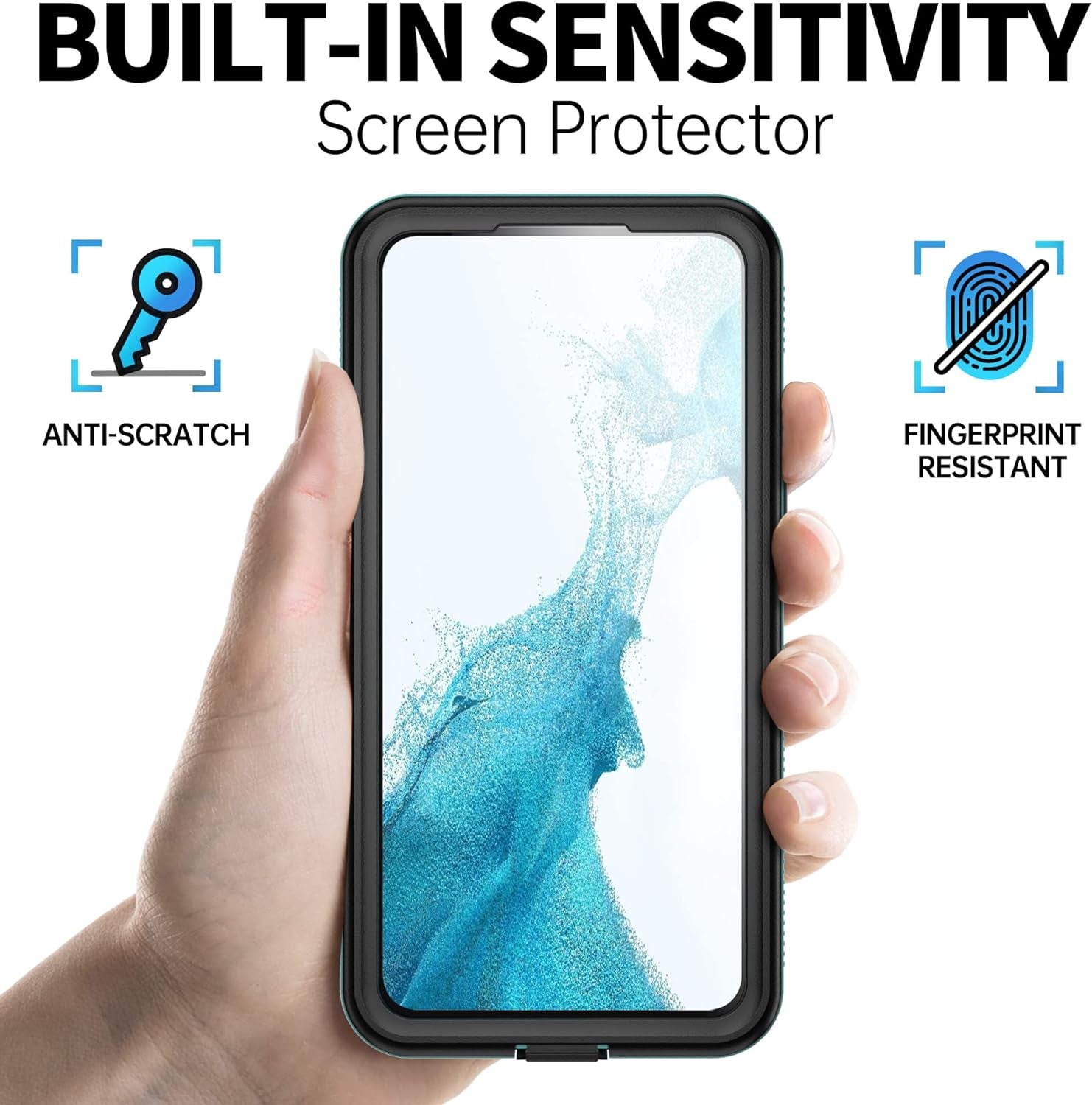 BEASTEK Waterproof Case for Samsung Galaxy S22 Plus, TRE Series, IP68 Shockproof Case with Built-In Screen Protector Full Body Protective Cover, Galaxy S22 plus 6.6 Inch (Teal/Clear)