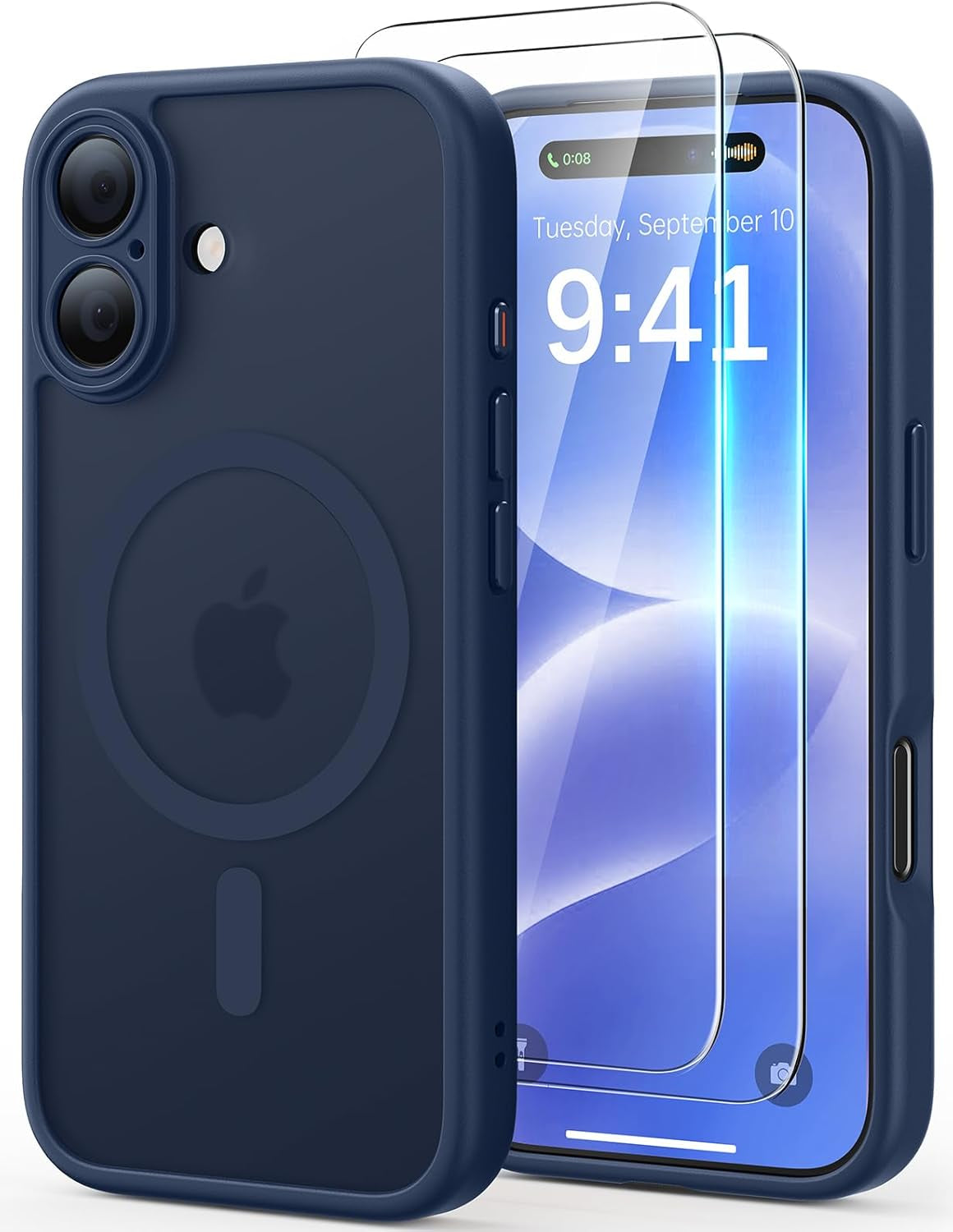 JJL for Iphone 17 Pro Case with 2 Pack Screen Protectors, Compatible with Magsafe, Full Camera Protection, Translucent Matte Magnetic Phone Cover, Deep Blue