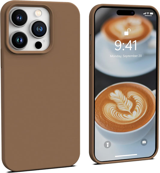 Icesword Iphone 14 Pro Case Coffee (2022),Liquid Silicone Case Phone Cover Slim Protective,Soft Anti-Scratch Microfiber Lining,Cute Brunette Chocolate Walnut Brown [Shockproof] 6.1Inch 14Pro- Coffee  IceSword   
