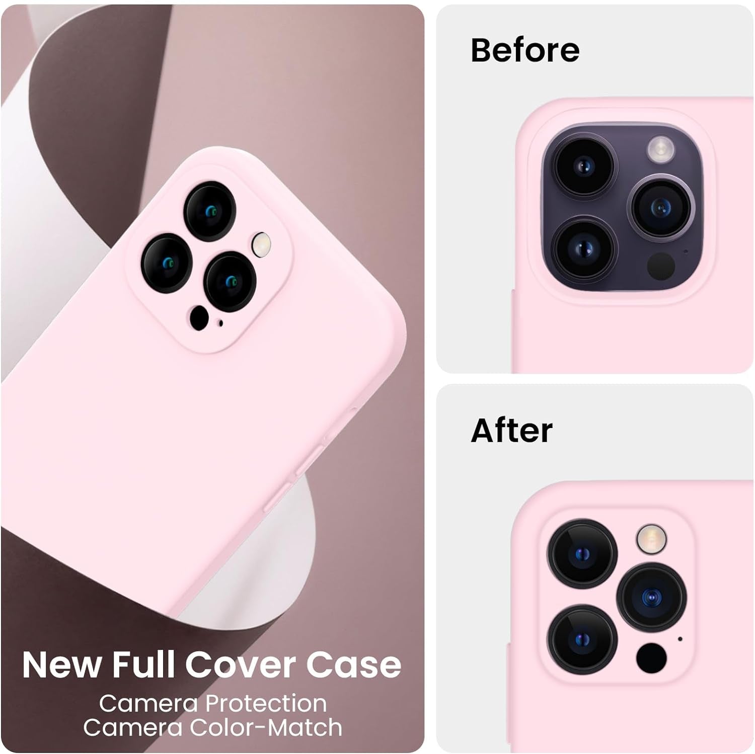 Firenova for Iphone 14 Pro Case, Silicone Upgraded [Camera Protection] Phone Case with [2 Screen Protectors], Soft Anti-Scratch Microfiber Lining Inside, 6.1 Inch,Chalk Pink  FireNova   