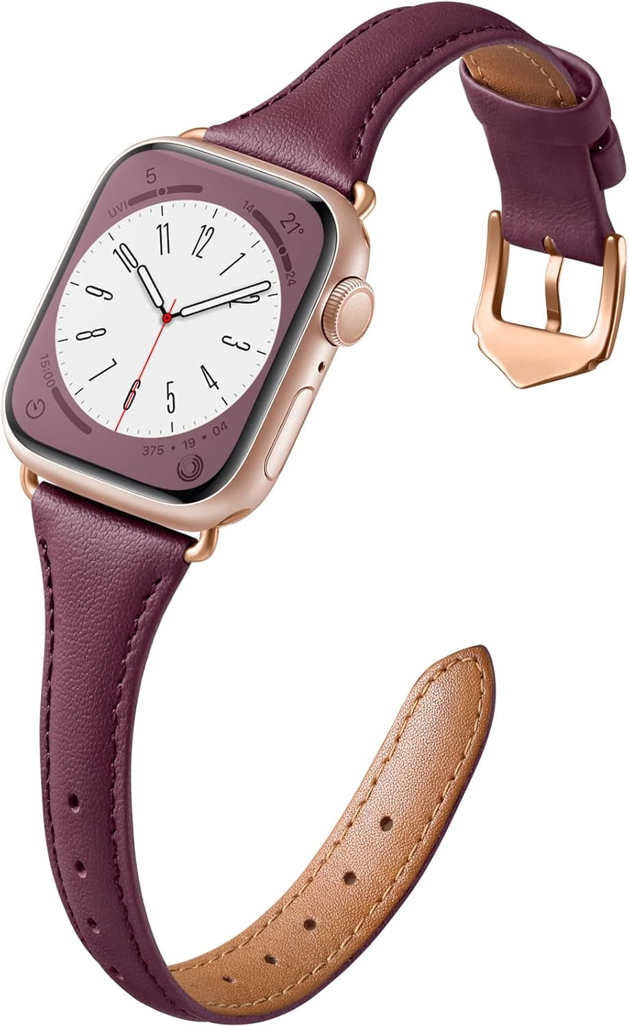 Daqin Slim Leather Band Compatible with Apple Watch Bands for Women 40Mm 38Mm 41Mm 42Mm 44Mm 45Mm 49Mm, Top Grain Genuine Leather Strap Thin Wristband for Iwatch Bands for Women Series 9 8 7 6 5 4 3 2 1 SE Ultra 2