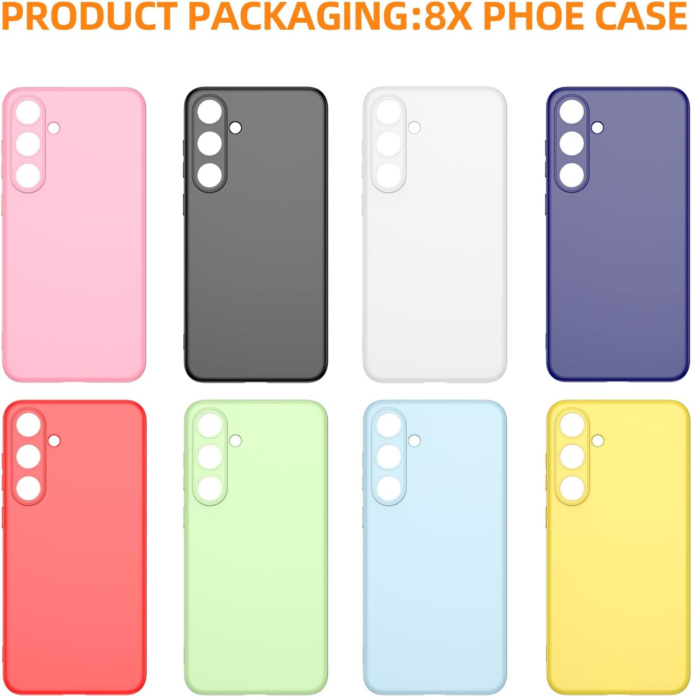 (8 Pack) for Samsung Galaxy S24 5G Case, Soft Silicone Gel Bumper Shell Shockproof Full Body Protection Phone Case Cover, Red, Black, Dark Blue, Yellow, Pink, White, Green, Purple