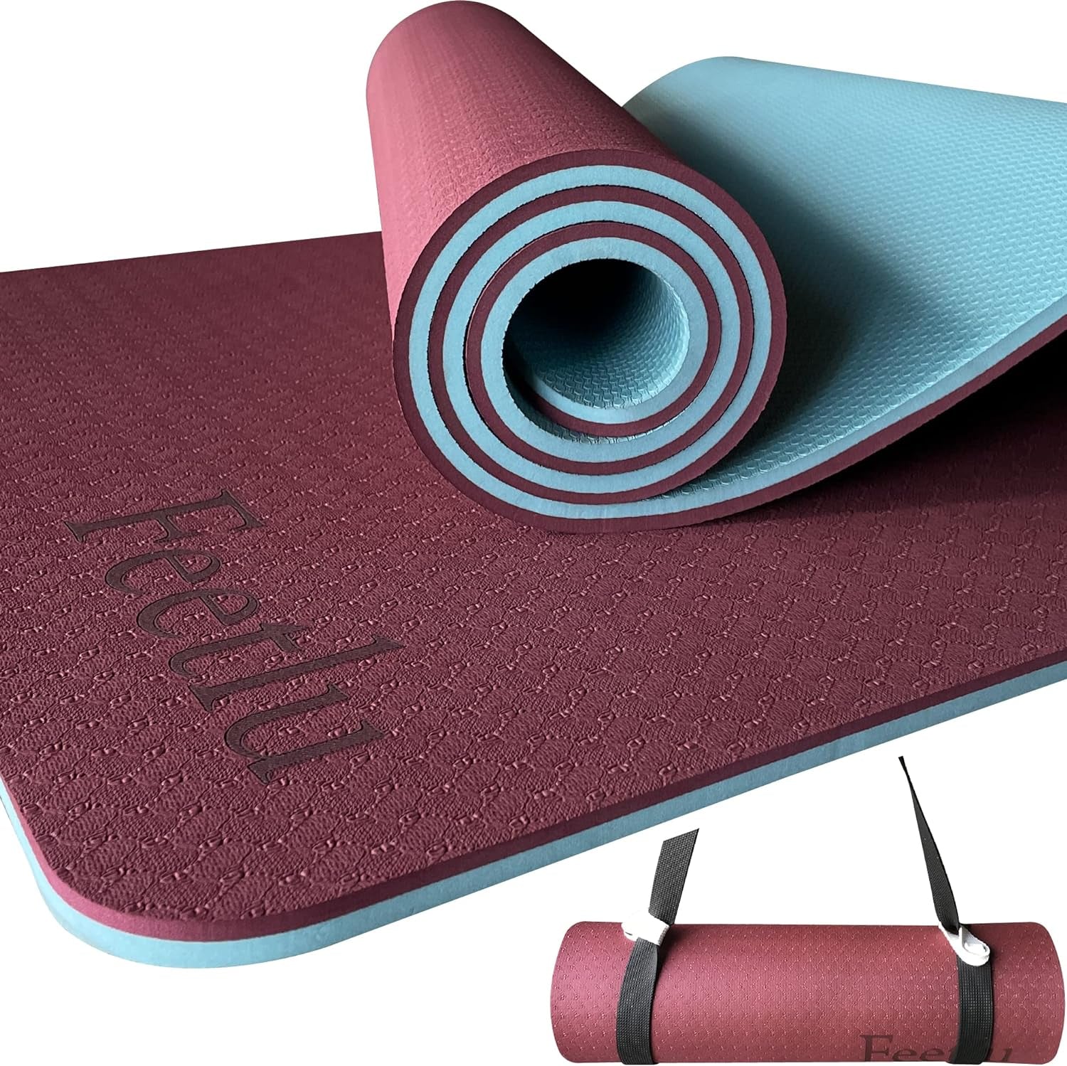 10Mm Thick Yoga Mat with Strap – Non-Skid Dual Surface, Eco-Friendly POE, for Women, Men, Kids. Perfect for Pilates, Yoga, Floor Workouts.
