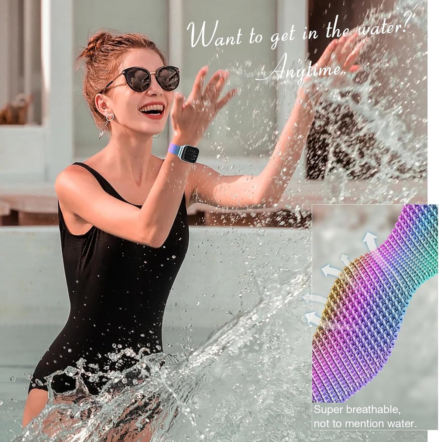 BELONGME 3 Pack Mesh Loop Compatible with Apple Watch Band 40Mm 41Mm 38Mm 42Mm 44Mm 45Mm 49Mm Series Ultra SE 9 8 7 6 5 4 3 2 1 Women Men, Stainless Steel Metal Strap Magnetic Clasp for Iwatch Bands