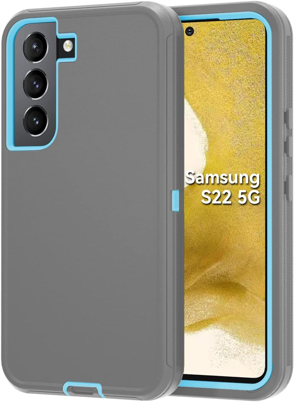 For Galaxy S22 5G Case,Samsung S22 Heavy Duty Case,[Military Grade Protective ],[Shockproof] [Dropproof] [Dust-Proof], Compatible with Samsung Galaxy S22 5G (Gray/Skyblue)