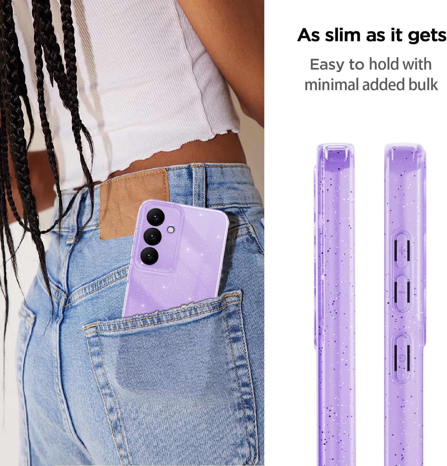 Aicase for Samsung Galaxy S24 Case Glitter, Sparkly Bling Girls Women Girly Sparkle Cute Protective Phone Case for Samsung S24, Purple