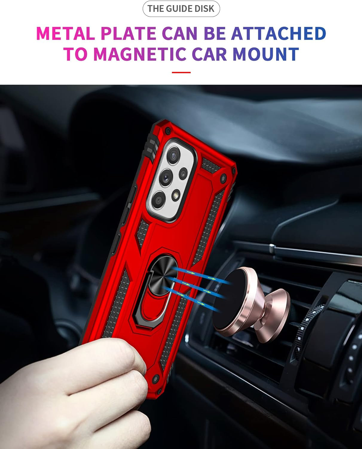 For Samsung A53 5G Case with Screen Protector,Galaxy A53 5G Phone Case,360 Degree Rotation Ring Kickstand Military-Grade Shockproof with Magnetic Car Mount Cover for Samsung Galaxy A53 5G (Red)