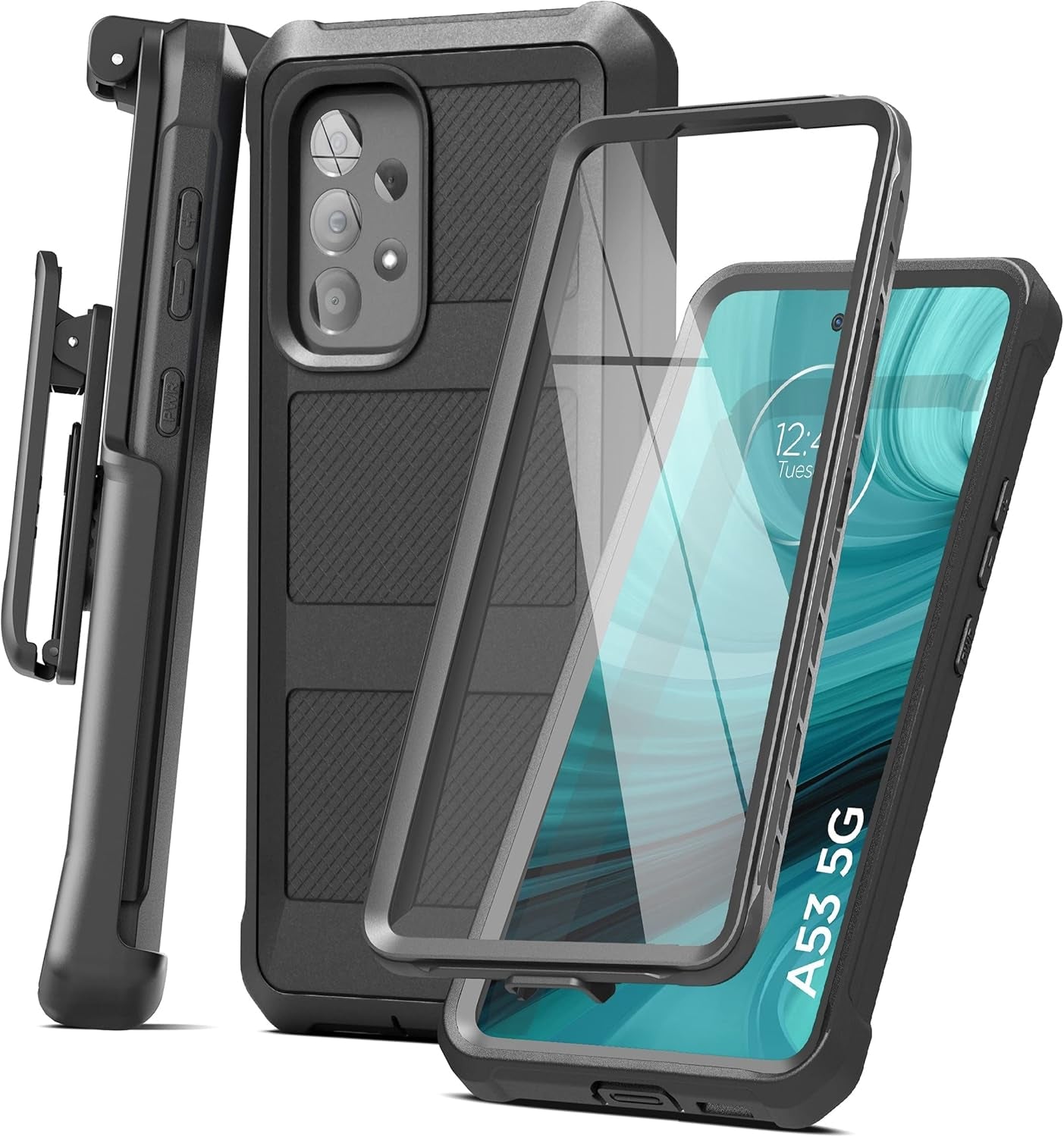 Encased Samsung A53 5G Case with Built-In Screen Protector and Holster Belt Clip (Falcon Armor, Galaxy A53)