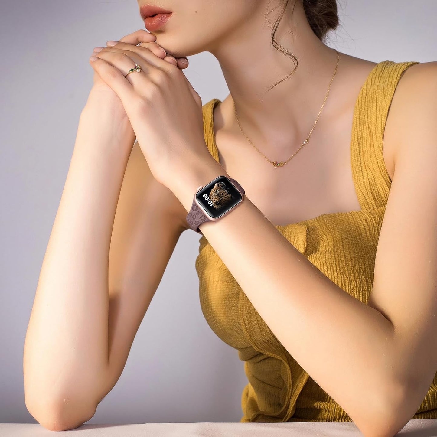 4-Pack Leopard Engraved Band Compatible with Apple Watch Bands 38Mm 40Mm 41Mm 44Mm 45Mm 42Mm Women, Thin Slim Sport Wristbands for Iwatch Ultra/Ultra 2 Series 9 8 7 6 5 4 3 2 1 SE