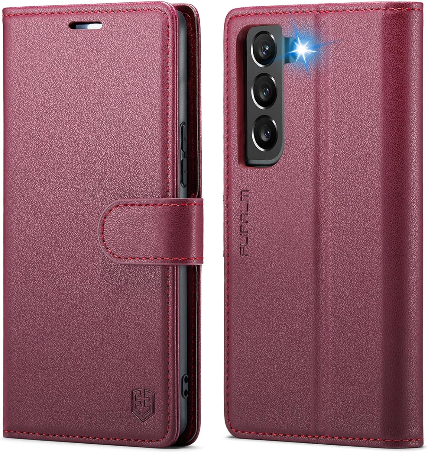 For Samsung Galaxy S22 Plus/S22+ Wallet Case with RFID Blocking Credit Card Holder, PU Leather Folio Flip Kickstand Shockproof Cover Women Men for Samsung S22 plus Phone Case(Blue-Green)