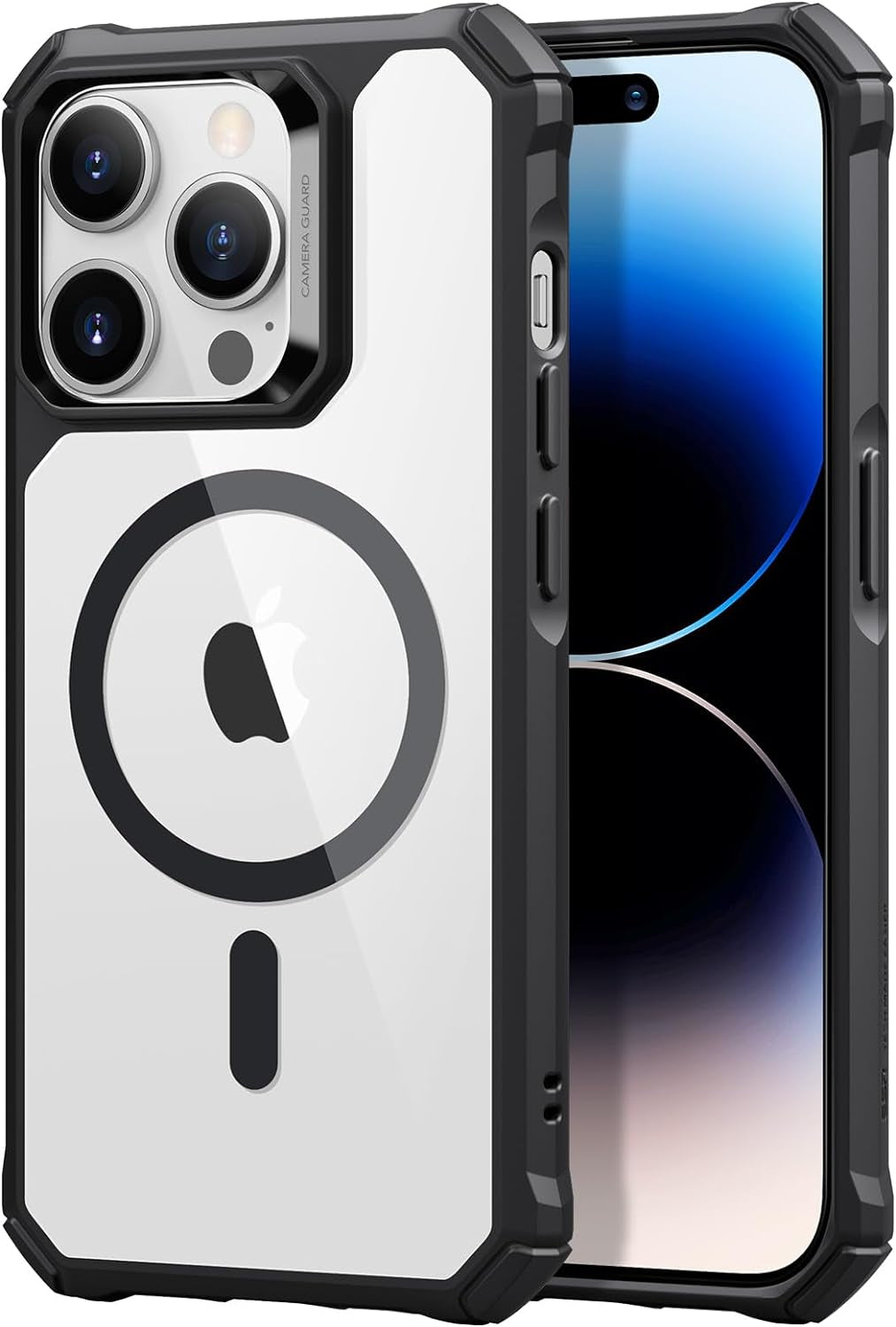 ESR for Iphone 14 Case/Iphone 13 Case, Compatible with Magsafe, Shockproof Military-Grade Protection, Air-Guard Corners, Magnetic Phone Case for Iphone 14/13, Air Armor Magnetic Case (Halolock),Black  Electronic Silk Road Corp Clear Black-B Iphone 14 Pro 