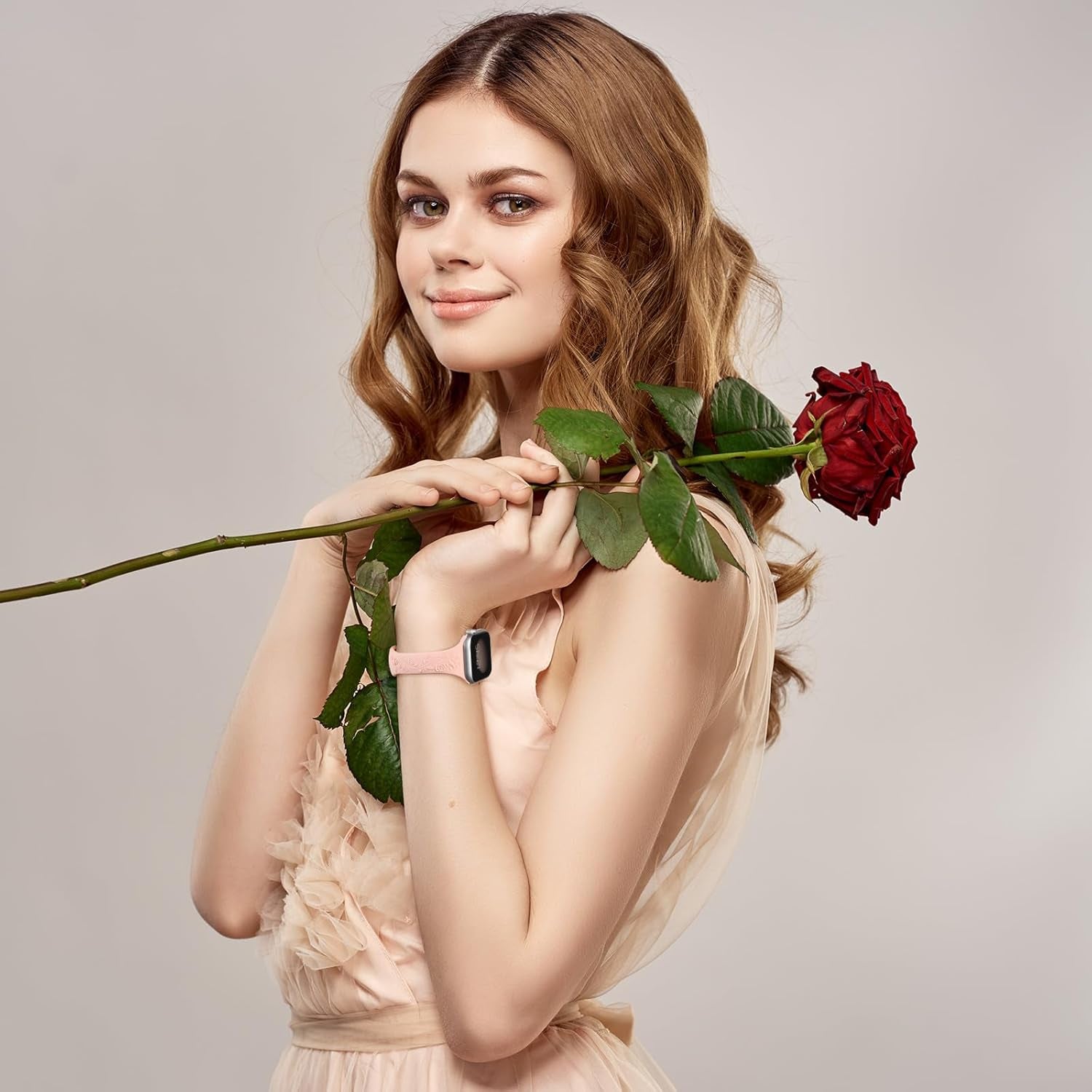 3 Pack Slim Floral Engraved Compatible with Apple Watch Bands 41/40/38/42/44/45/49Mm Women, Thin Narrow Soft Silicone Rose Embossed Sport Strap for Iwatch Series 9/8/7/6/5/4/SE/3/2/1 Ultra 2