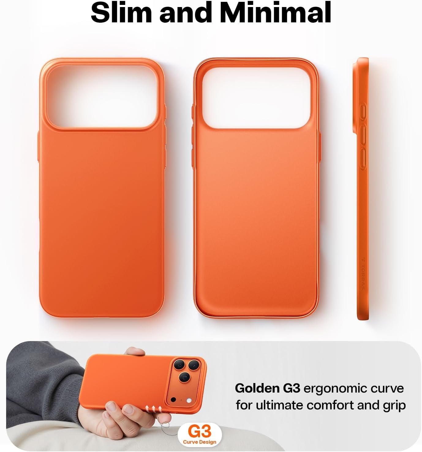 TORRAS Slim Fit for Iphone 17 Pro Max Case, Ultra Thin 17 Pro Max Case, Lightweight Matte Anti-Scratch Hard PC Cover Phone Case for Iphone 17 Pro Max 6.9 Inch,Cosmic Orange