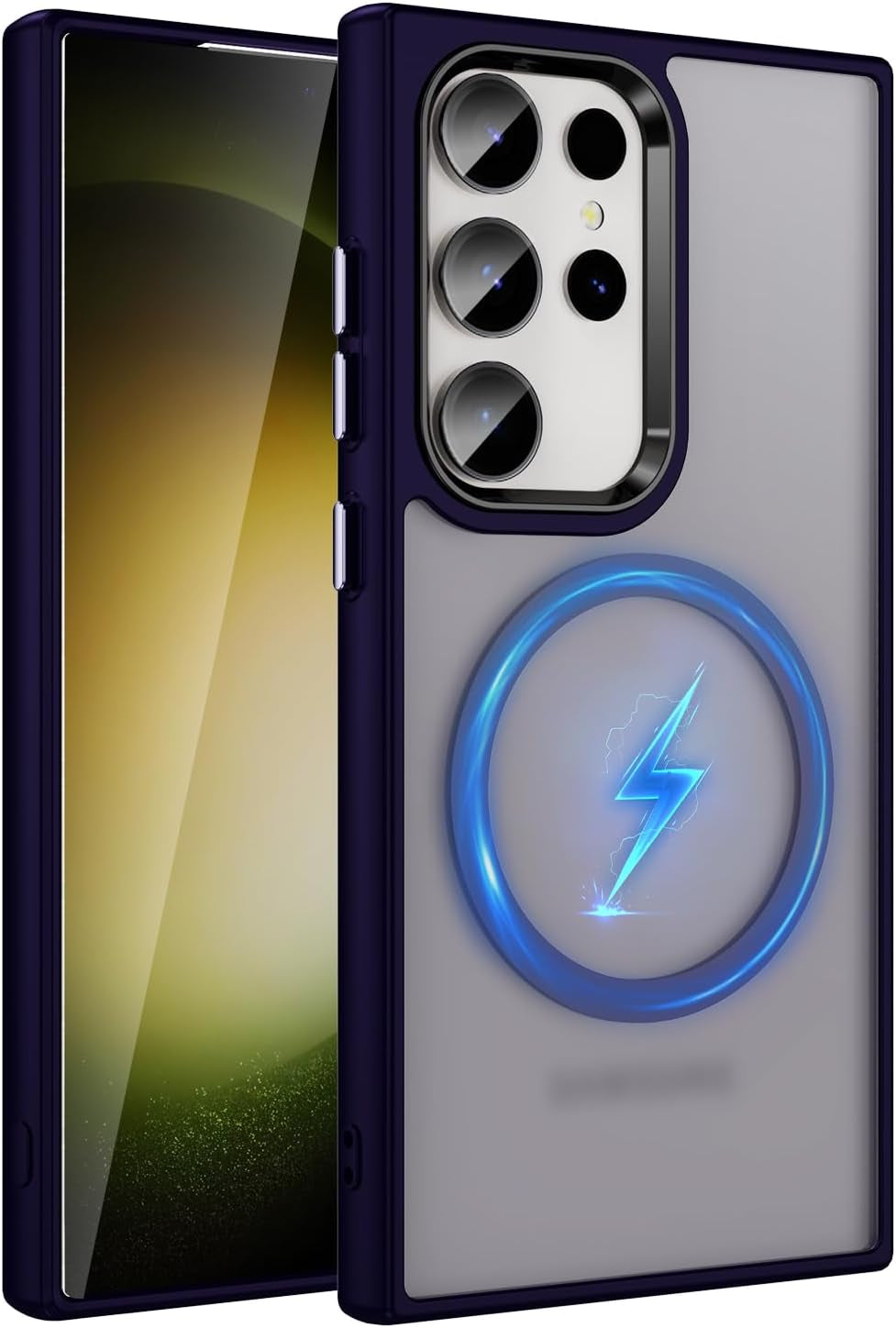 For Galaxy S22 Ultra Case with Magnetic Stand Slim Case with Soft Silicone Bumper for S22 Ultra Cover Wireless Charging Black+Kickstand 13-S22U-07