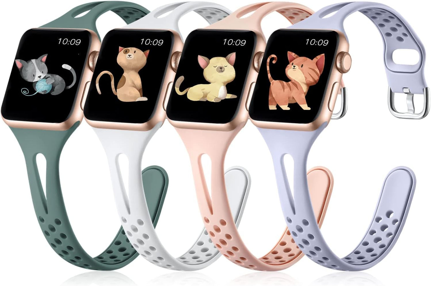 Getino Compatible with Apple Watch Bands 38Mm 40Mm 42Mm 44Mm Iwatch Band for Women Men, Soft Durable Breathable Thin Slim Narrow Band for Iwatch Series SE 6 5 4 3 2 1