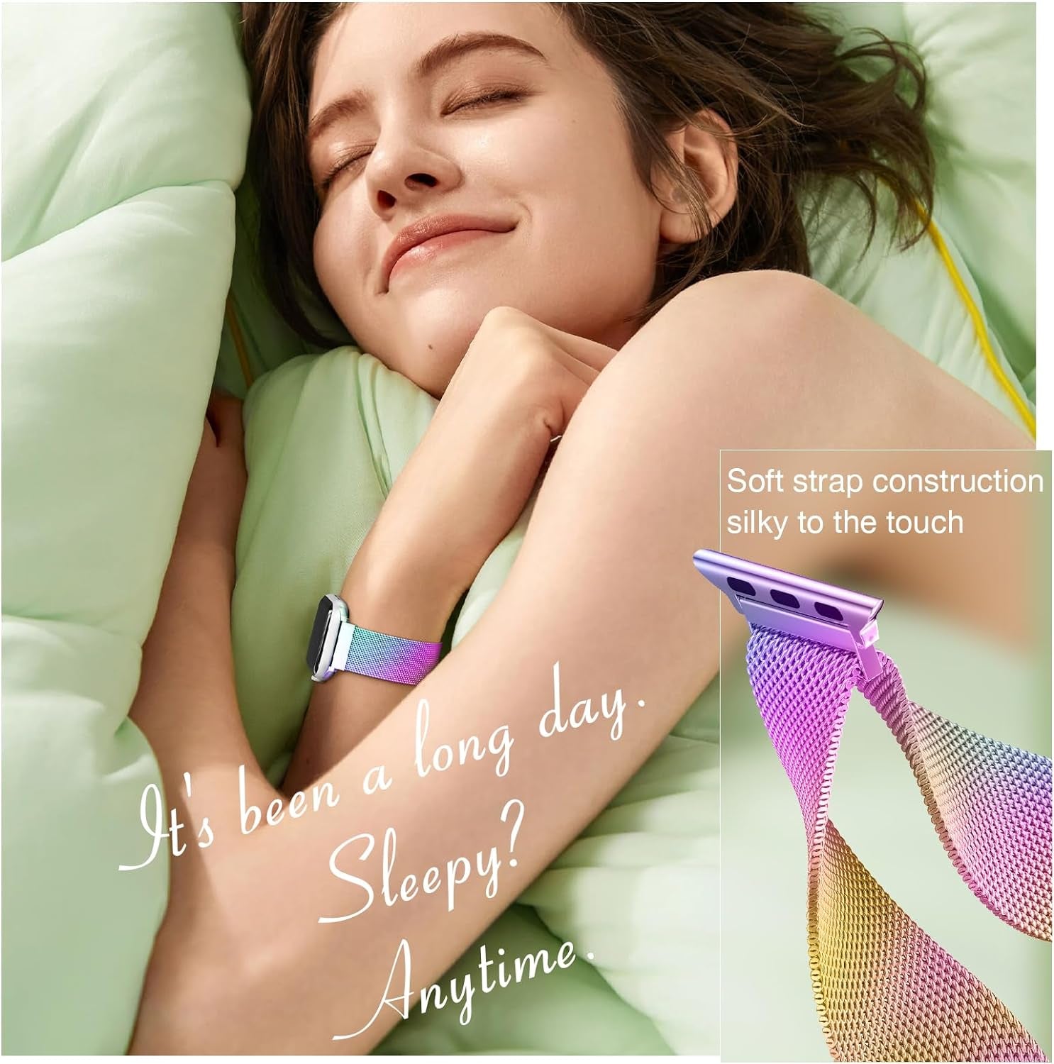 BELONGME 3 Pack Mesh Loop Compatible with Apple Watch Band 40Mm 41Mm 38Mm 42Mm 44Mm 45Mm 49Mm Series Ultra SE 9 8 7 6 5 4 3 2 1 Women Men, Stainless Steel Metal Strap Magnetic Clasp for Iwatch Bands