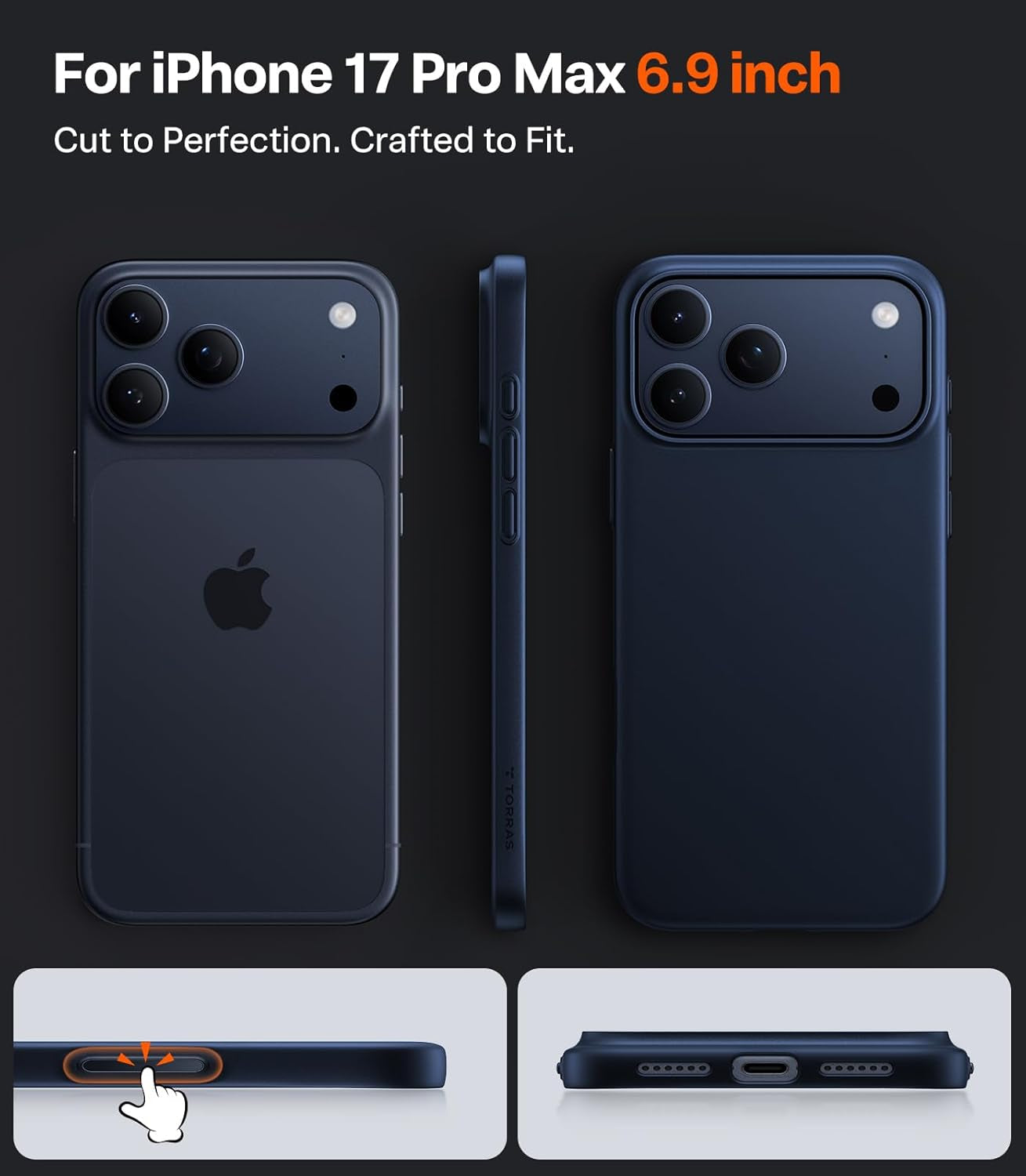 TORRAS Magnetic Slim-Fit for Iphone 17 PRO MAX Case, Ultra-Thin 17 Promax Phone Case Compatible with Magsafe, Light Anti-Scratch Matte Hard PC Bayer 6.9 Inch Originfit, Deep Blue