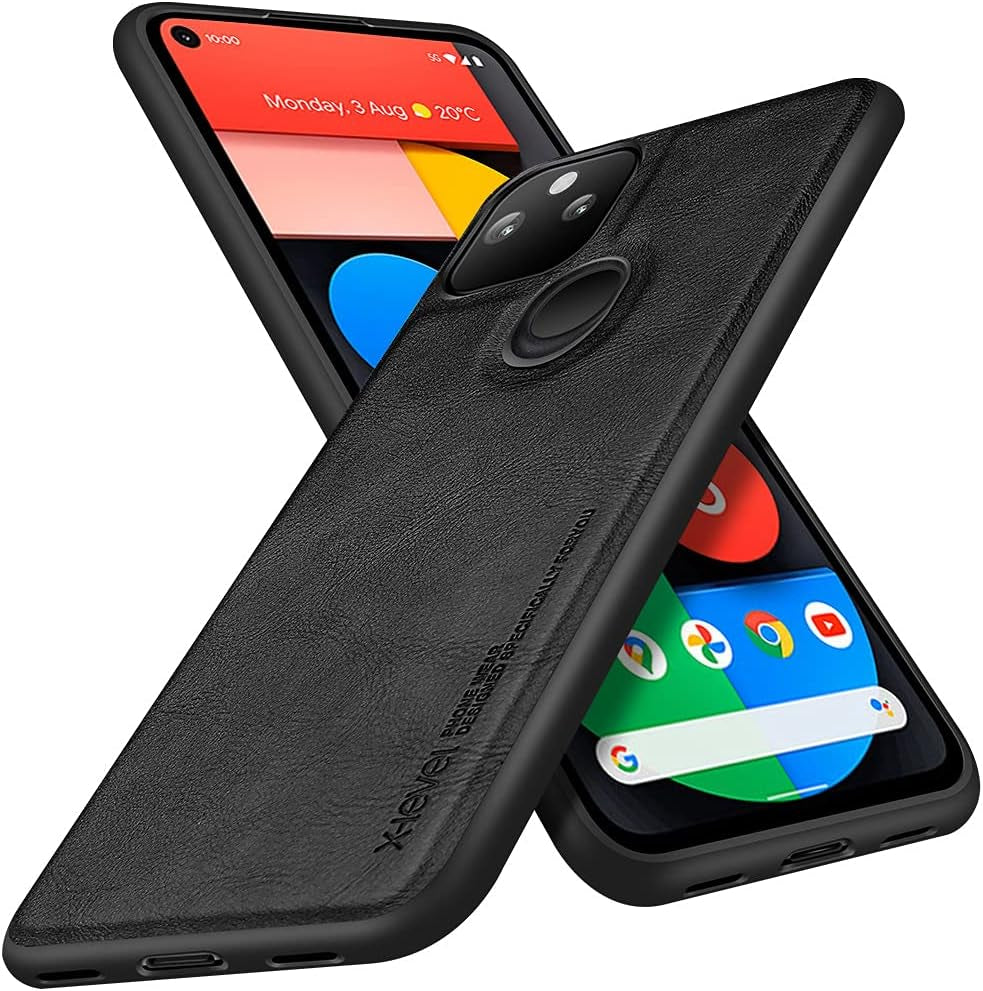X-Level Google Pixel 5A Case 5G, Premium PU Leather Soft TPU Bumper Shockproof Protective Phone Cover Case for Google Pixel 5A 2021 (Gray)  Pipilu Black  