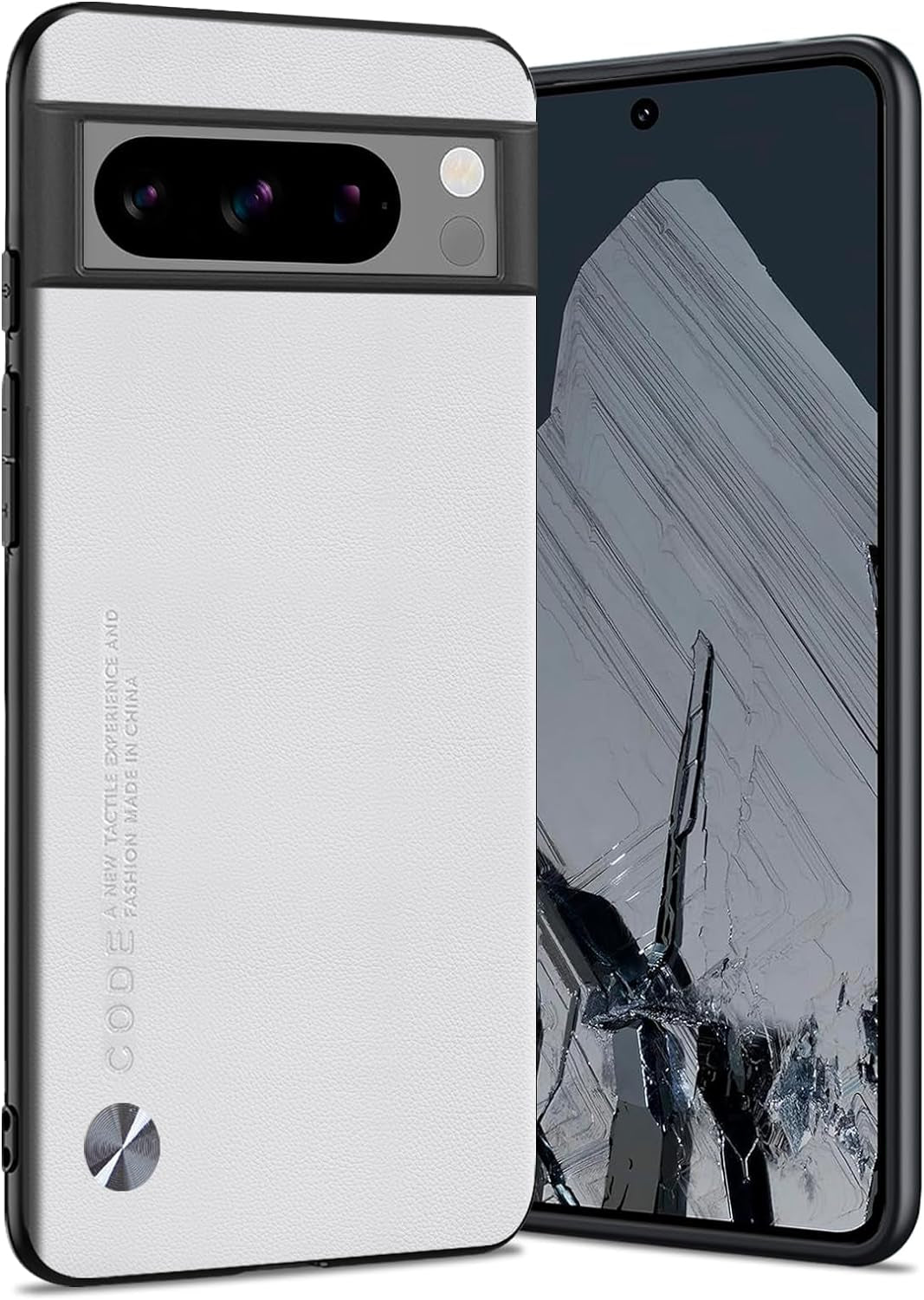 For Google Pixel 8 Pro Case 5G, Soft TPU Artificial Leather Case,Extremely Light Ultra-Light Camera Protection Leather Cover Case for Google Pixel 8 Pro 5G (White)  Puxssul White  