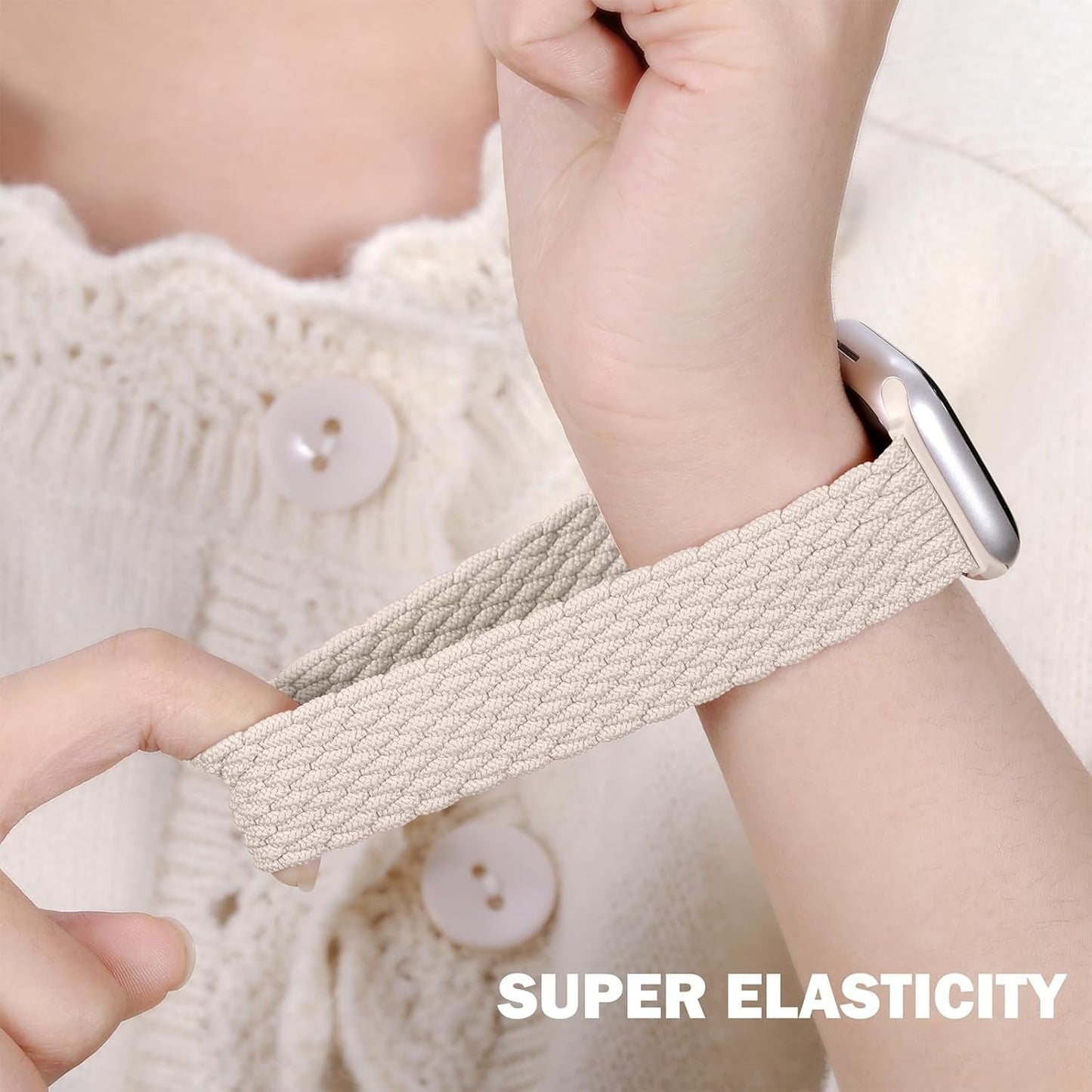 6 Pack Braided Stretchy Bands Compatible with Apple Watch Band 38Mm 40Mm 41Mm 42Mm 44Mm 45Mm 49Mm Women Men, Adjustable Soft Nylon Strap for Iwatch Series 9 8 7 6 5 4 3 2 1 SE Ultra/Ultra 2