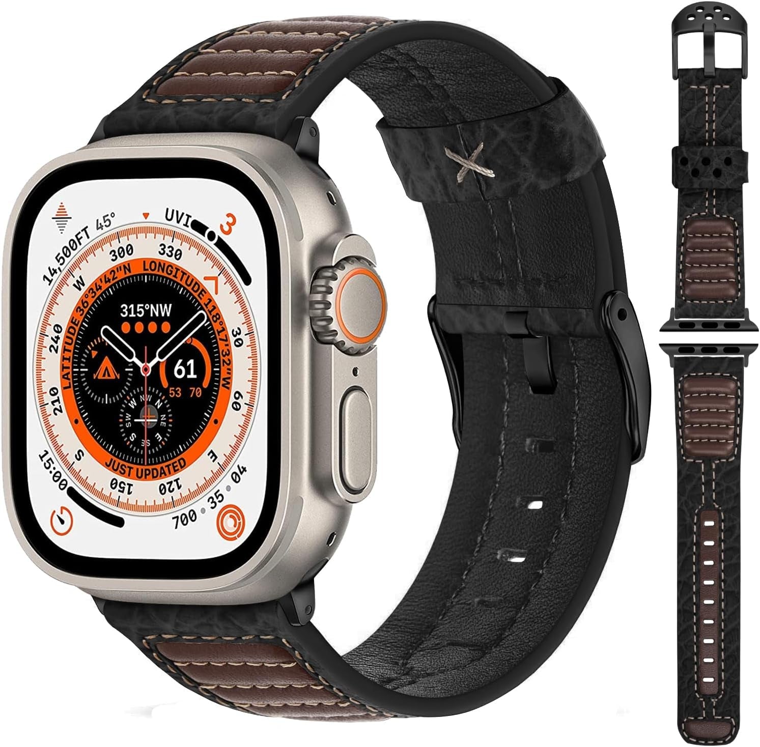 Fullmosa Café Racer Leather Apple Watch Band 49Mm 45Mm 44Mm 42Mm 41Mm 40Mm 38Mm Genuine Iwatch Bands for Men/Women Easily Upgrade Your Apple Watch with Premium Smart Watch Bands