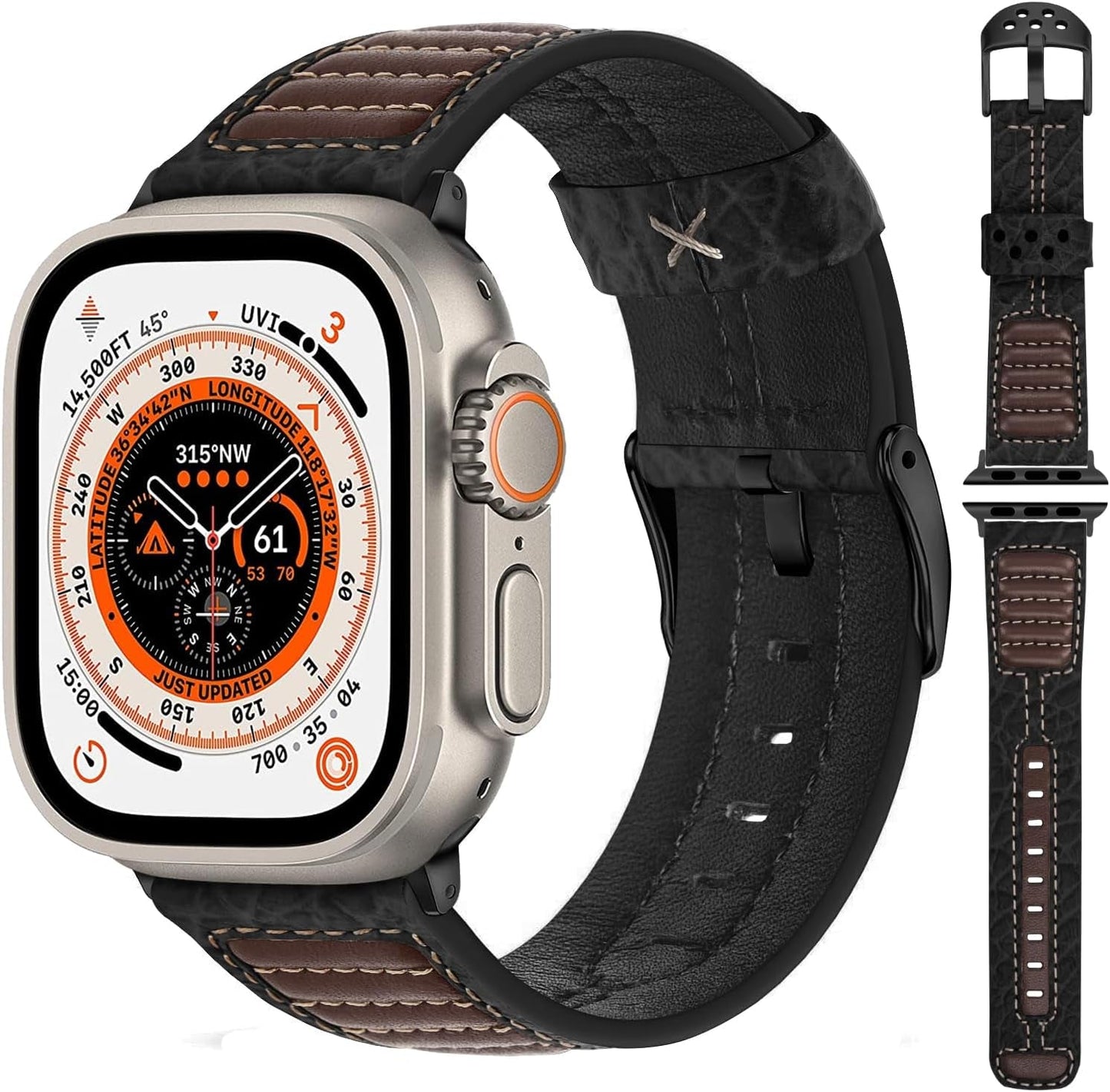 Fullmosa Café Racer Leather Apple Watch Band 49Mm 45Mm 44Mm 42Mm 41Mm 40Mm 38Mm Genuine Iwatch Bands for Men/Women Easily Upgrade Your Apple Watch with Premium Smart Watch Bands