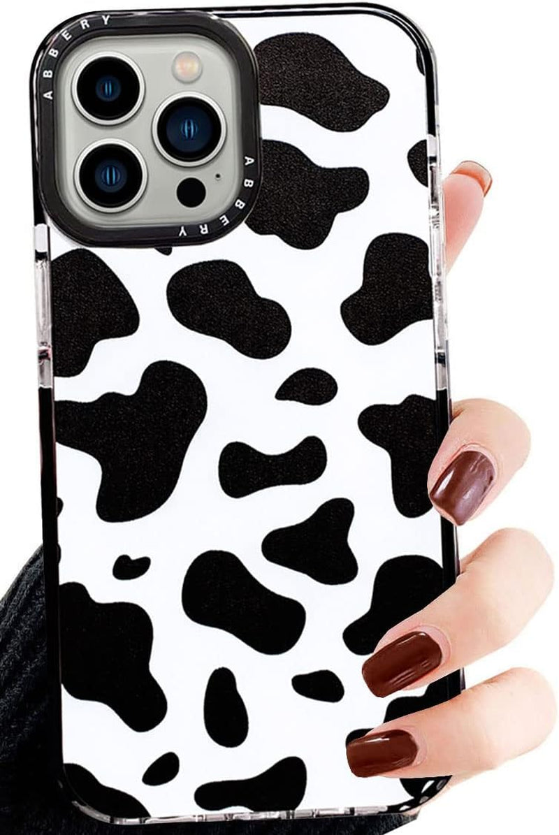 Abbery Designed for Iphone 15 plus Case Cow Print Clear with Design Cow Pattern Cute Durable Silicone TPU Sturdy Shockproof Protective Woman Girls Aessthetic Phone Cover (For Iphone 15 Plus)  Abbery For Iphone 13 Pro Max  