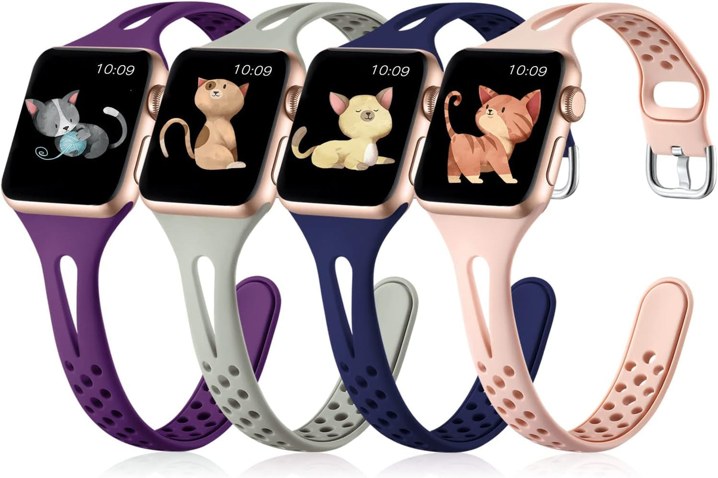 Getino Compatible with Apple Watch Bands 38Mm 40Mm 42Mm 44Mm Iwatch Band for Women Men, Soft Durable Breathable Thin Slim Narrow Band for Iwatch Series SE 6 5 4 3 2 1